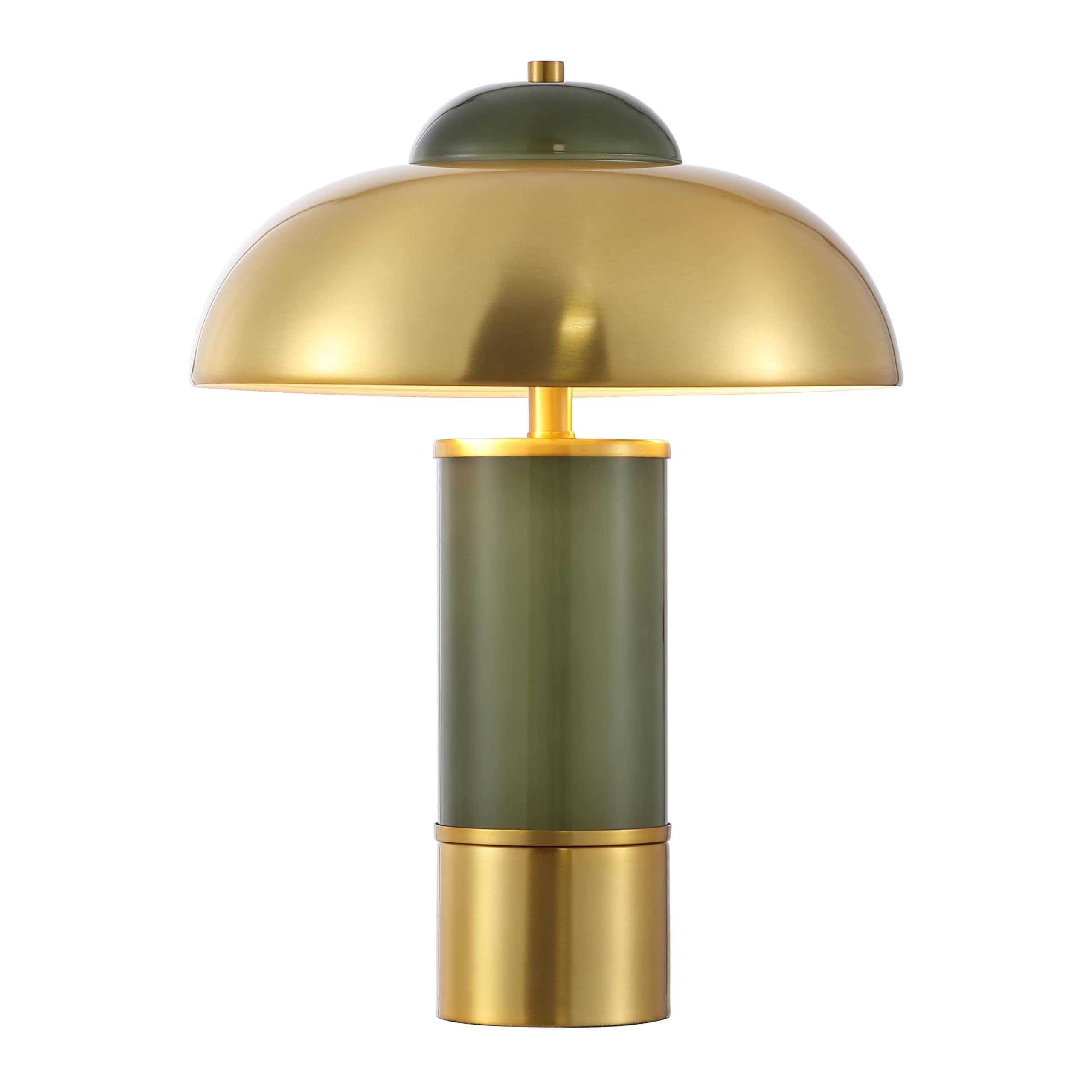 SAFAVIEH Lighting Collection Drea 16-inch Green/Brass Glass/Metal Table Lamp (LED Bulb Included)