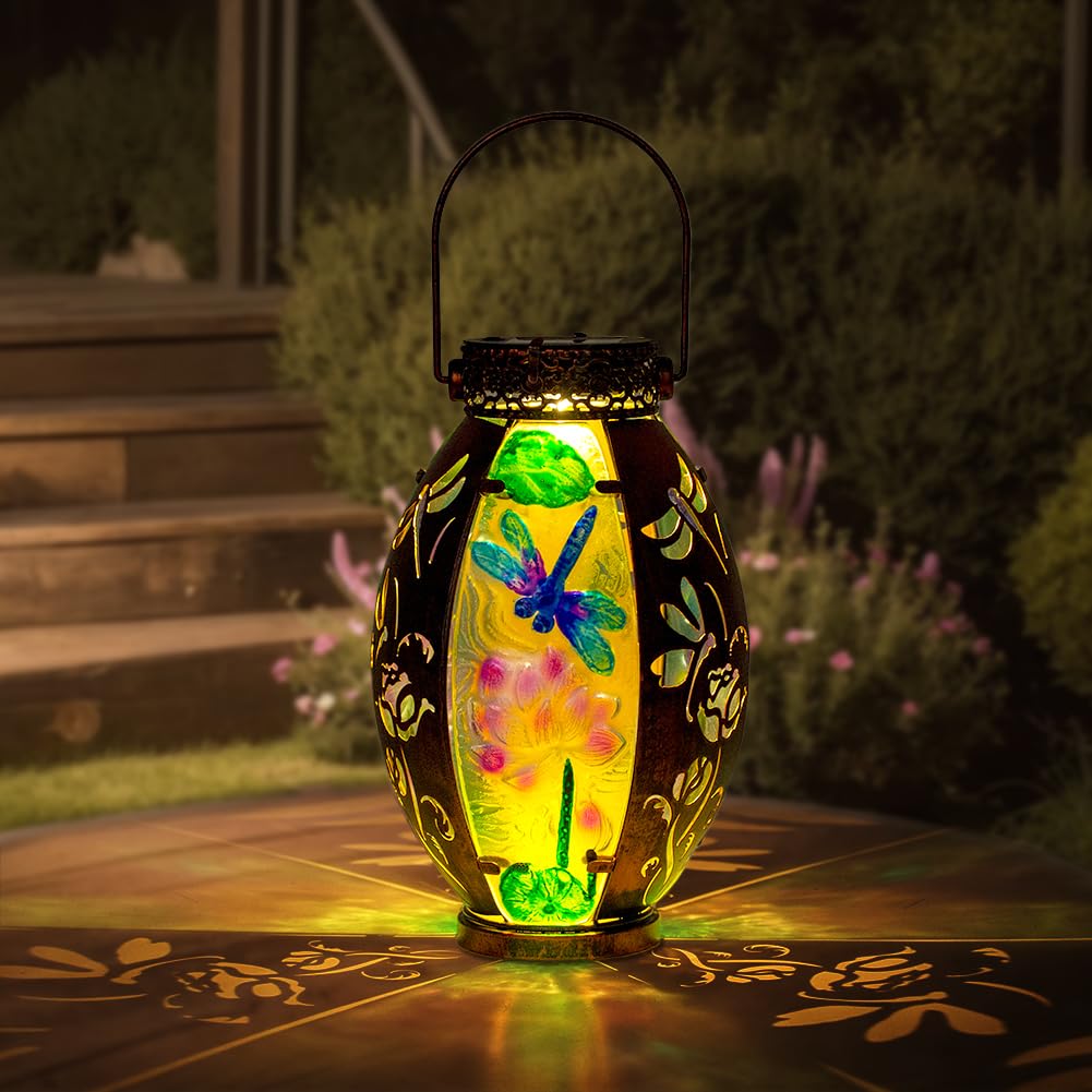 Vewogarden Dragonfly Solar Lantern - Waterproof Led Hanging Light For Patio, Yard & Garden Decor