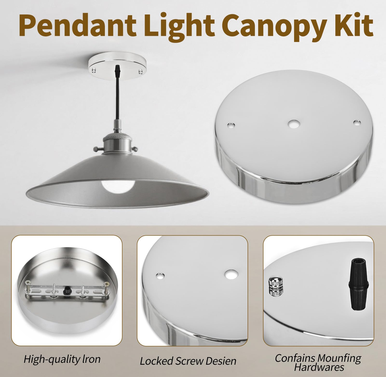 Sangle Sopffy Pendant Light Canopy Kit  5.8 Inches Ceiling Lighting Canopy Kit With All Mounting Hardware Modern Chandelier Ceiling Plate Cover For Pendant Lighting Fixtures (Silver  5.8 Inch)