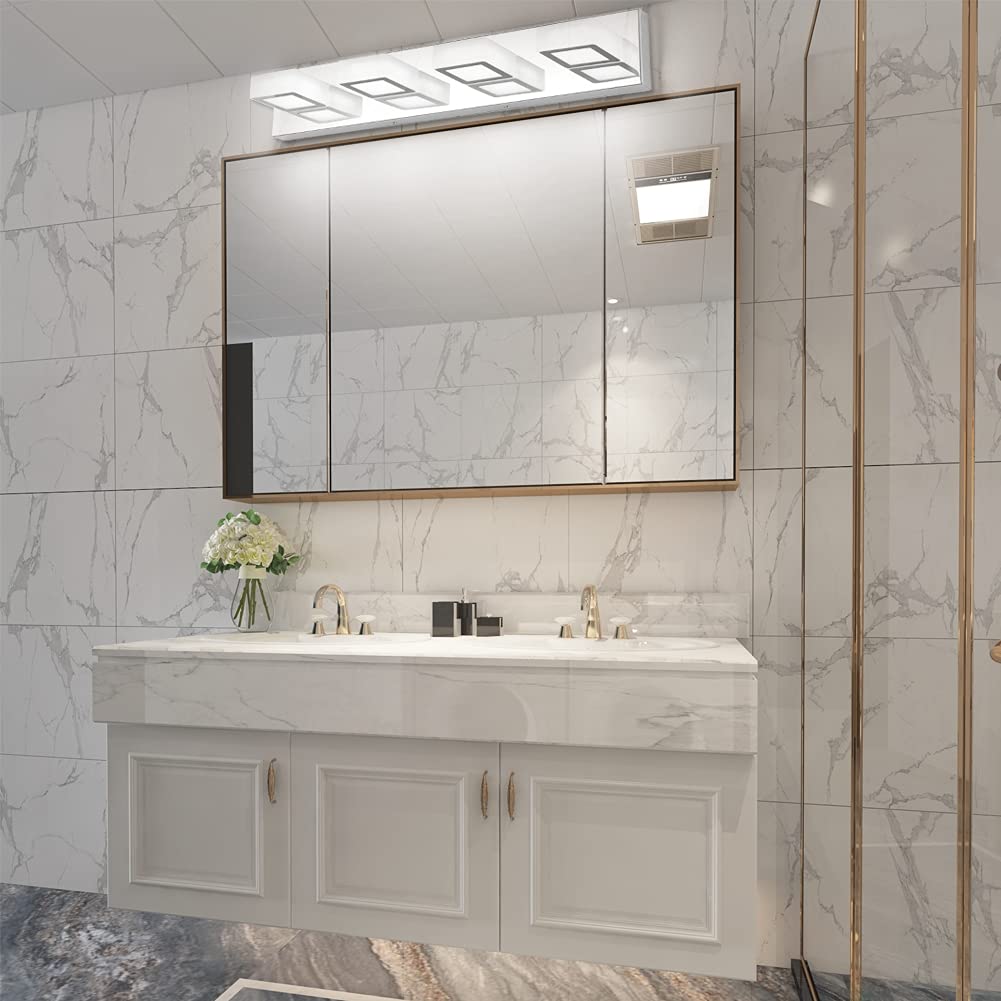 Ralbay 4 Lights Adjustable Acrylic Chrome Modern Led Bathroom Vanity Lights Over Mirror (Natural White Light)