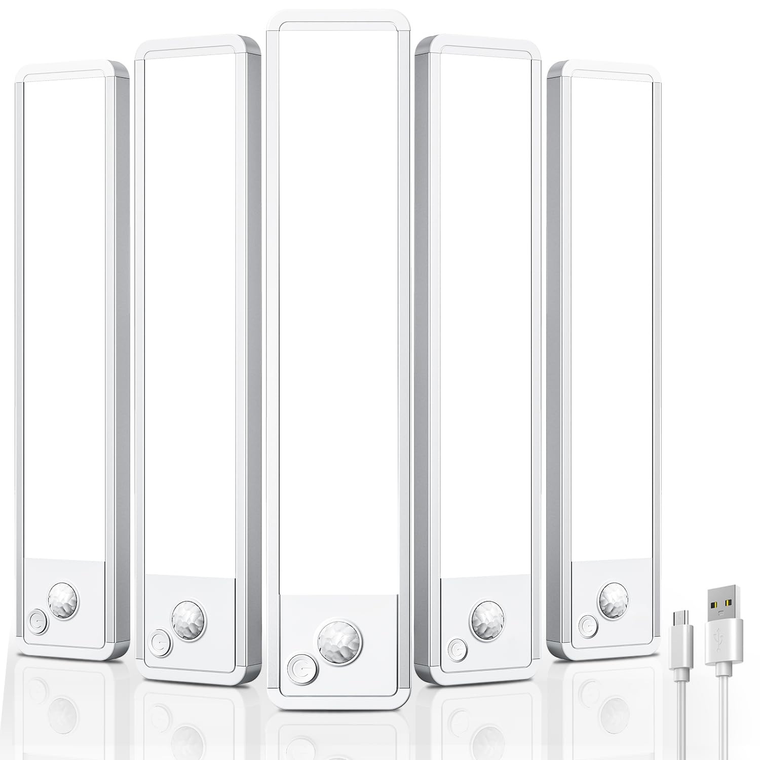 Under Cabinet Motion Sensor Lighting: 12 Inch Dimmable Rechargeable Lights Indoor - Battery Operated Lights - Undercabinet Closet Light Magnetic Led Light For Kitchen Home Bathroom Counter 5 Pack