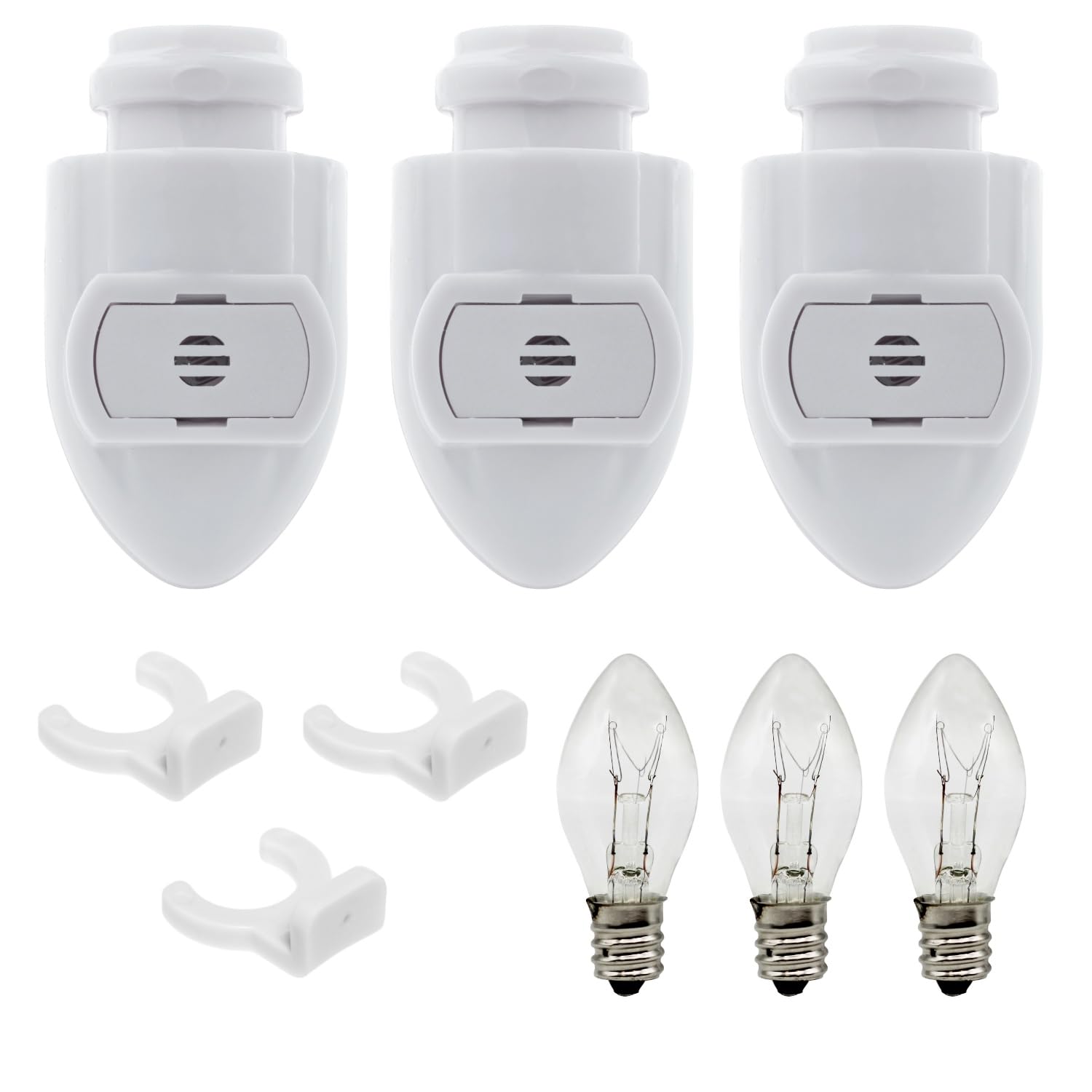 Creative Hobbies Night Light Module, Auto On Sensor, 3 Bulbs, 3 Clips, White Sensor, Plastic, Model NLSEN+NLP-W+3228x3