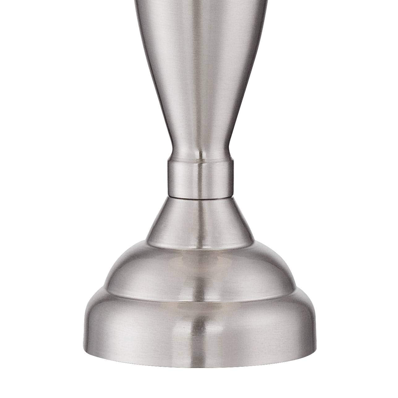 Regency Hill Table Lamps Set of 2, 25" Tall, Brushed Nickel Metal, White Drum Shade for Bedroom, Living Room, Office - Model 8J906