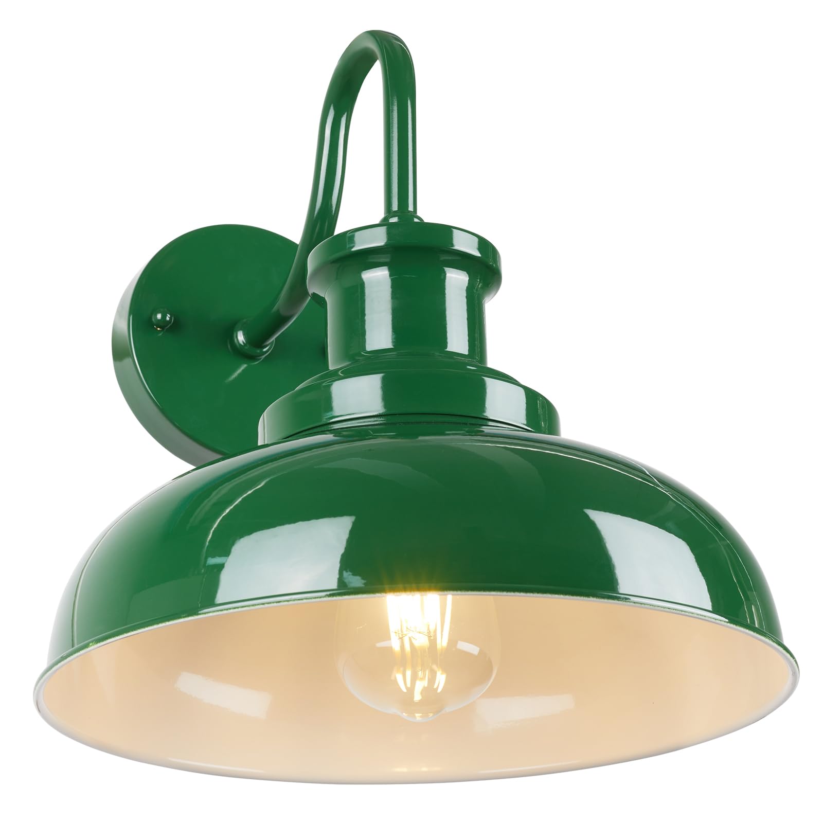 Diyel Outdoor Gooseneck Barn Light, Rustic Exterior Wall Mount Light, Farmhouse Vintage Wall Lighting Fixture, Industrial Green 