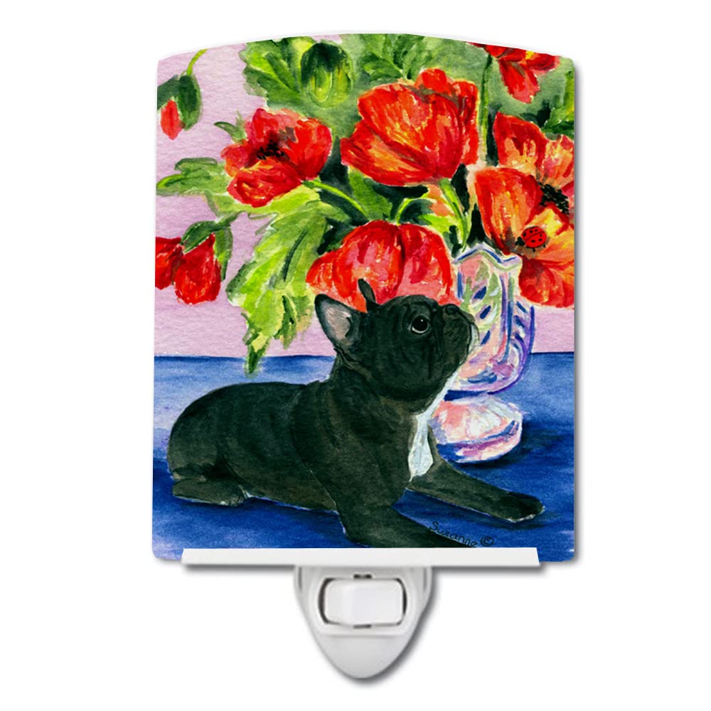 Caroline'S Treasures Ss8308Cnl French Bulldog Ceramic Night Light Compact, Ul-Certified, Ideal For Bedroom, Bathroom, Nursery, Hallway, Kitchen, 6X4X3, Multicolor