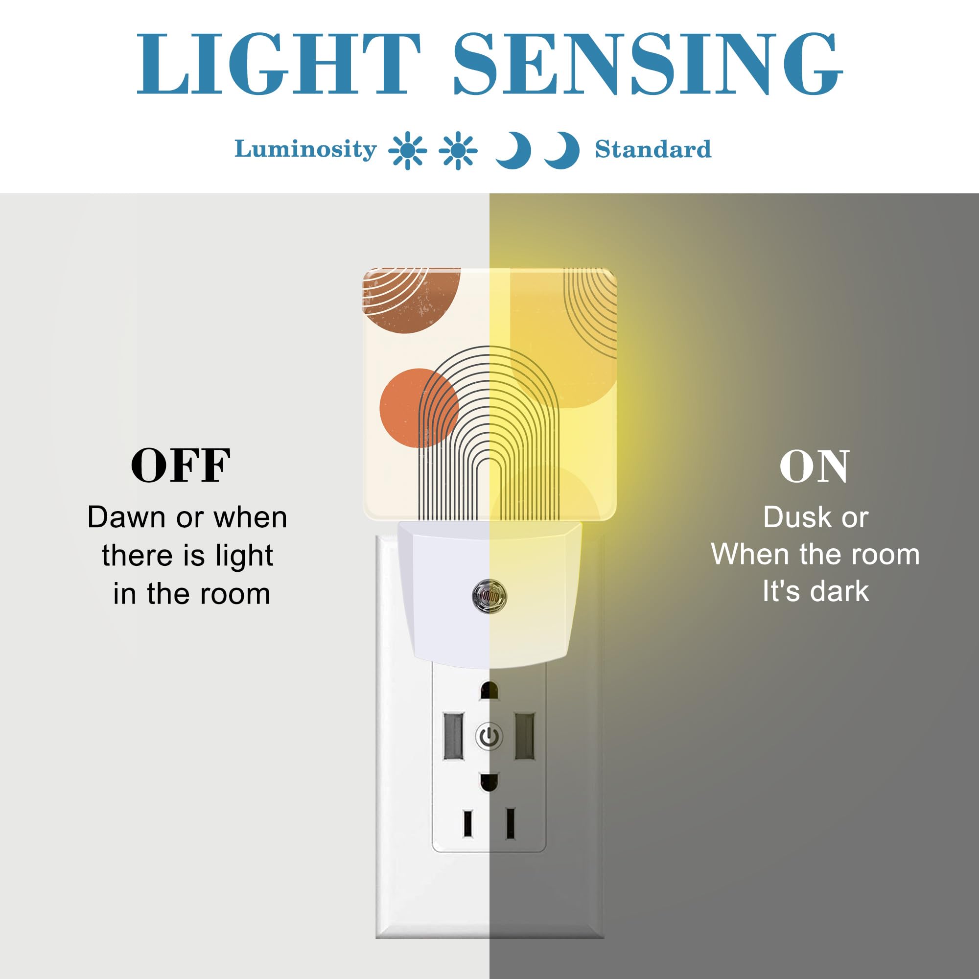 Uiaoiais Plug In Night Lights Bohemian Art Abstract Lines Nightlight Plug Into Wall Dusk To Dawn Sensor Led Night Light For Kid