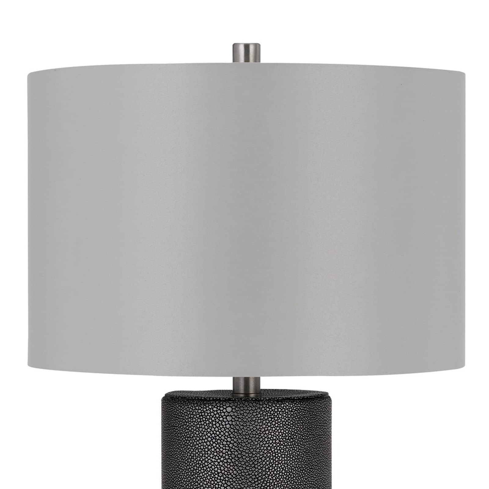 Benzara Ceramic Table Lamp, 27 in., Dimmer, Faux Leather Wrapped, Gray, Model BM272316