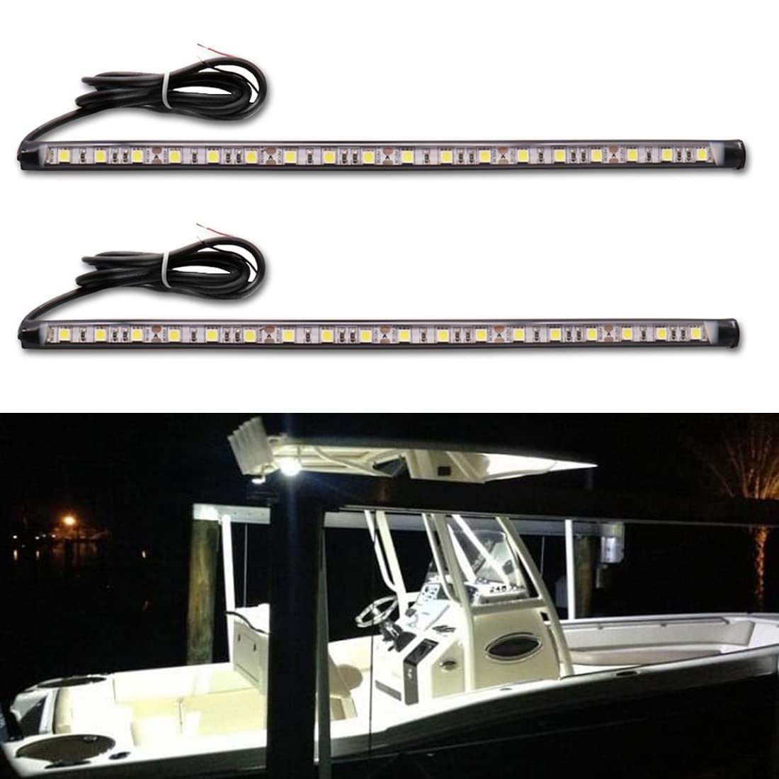 Botepon LED Navigation Lights for Boats, IP67 Waterproof Red & Green Bow Lights, Silicone, Model 2718339, White