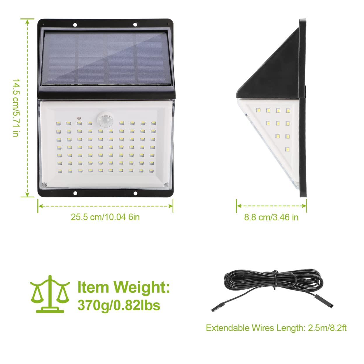 Kocaso 88 Leds Solar Wall Lights With Motion Sensor, Ip65 Waterproof For Garden & Garage