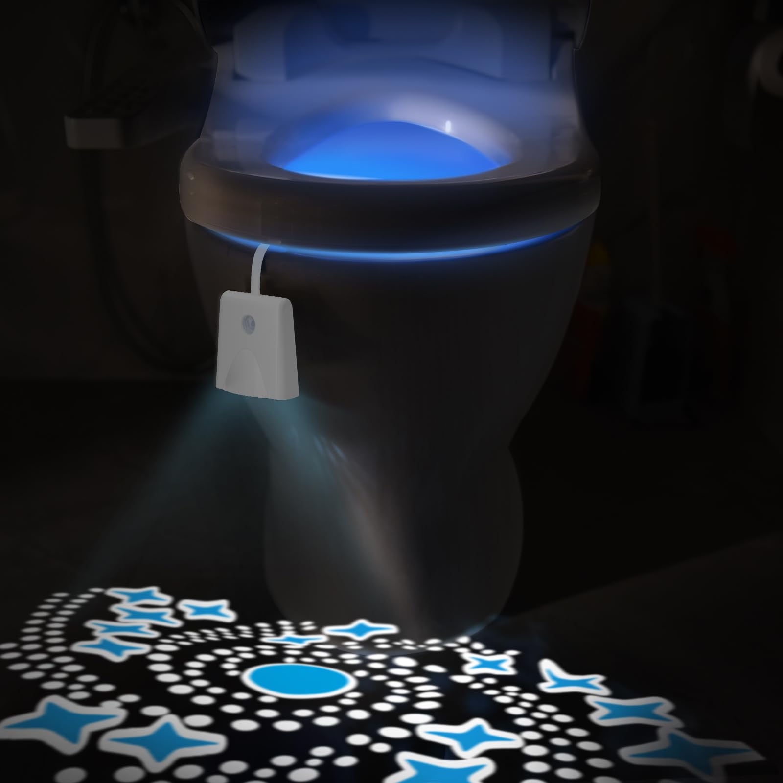 LAVAED Toilet Nights Lights 16 Color Changing,Motion Sensor Activated LED Projection Nightlight USB Rechargeable Toilet Bowl Lig