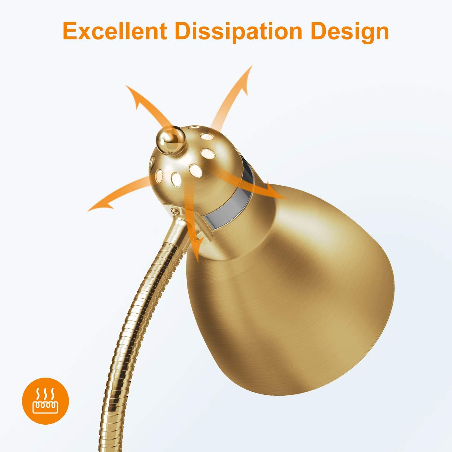 Lepower Floor Lamp, Metal Standing Lamp With Adjustable Gooseneck, Heavy Metal Base, Reading Pole Lamp For Office, Golden Floor