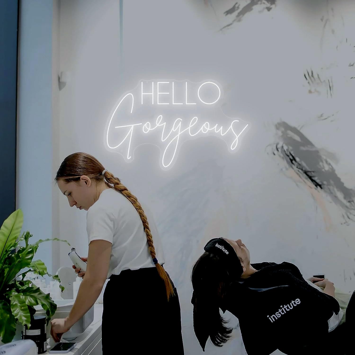 Hello Gorgeous Neon Signs for Wall Decor, 16.9 * 10.7 Inches Hello Gorgeous Neon Lights for Home Party Wedding Bar Club Gifts, N