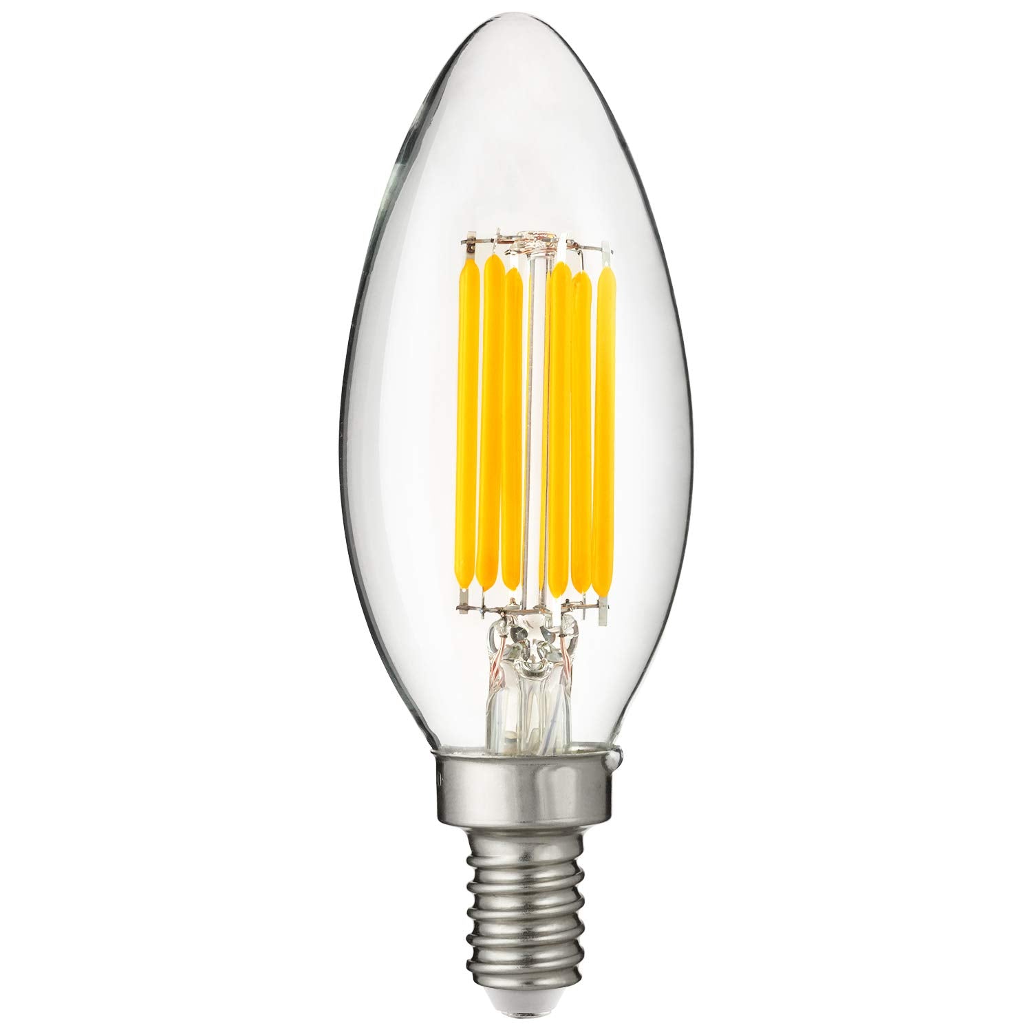 Sunlite 81101 Led B11 Filament Style Chandelier Light Bulb Torpedo Tip 6 Watts (60 W Equivalent) Dimmable, 600 Lumens, Candelabr