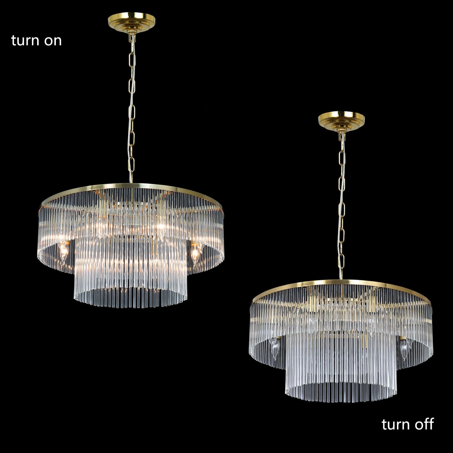 Akeelighting Modern Chandeliers Brass Glass Chandelier Lighting 8 Lights Round Dining Chandelier Light Fixture Ceiling Entryway