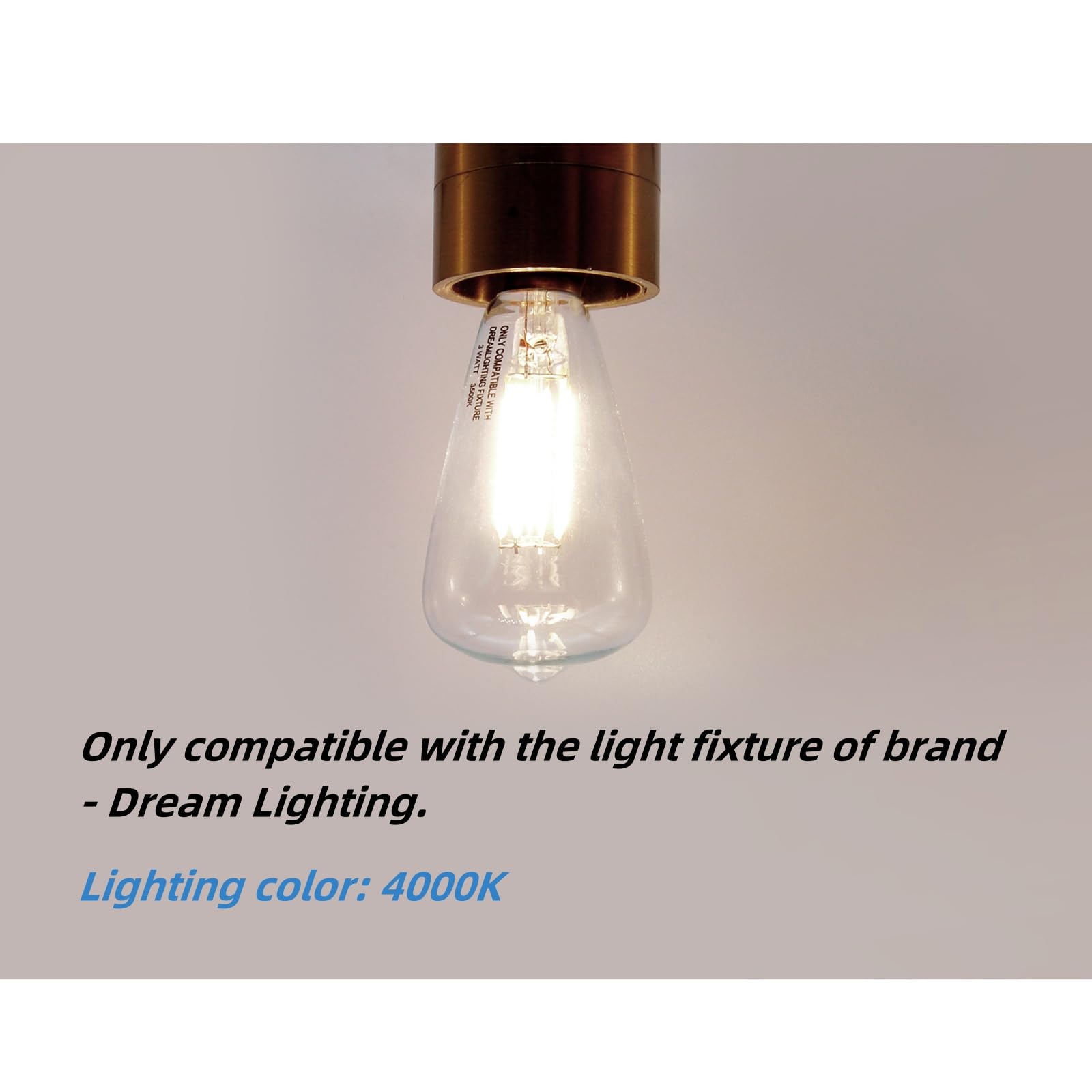 Dream Lighting LED Edison Bulb 3W, 150 Lumens, Pure White 4000K, Vintage Globe Light, Pack of 2