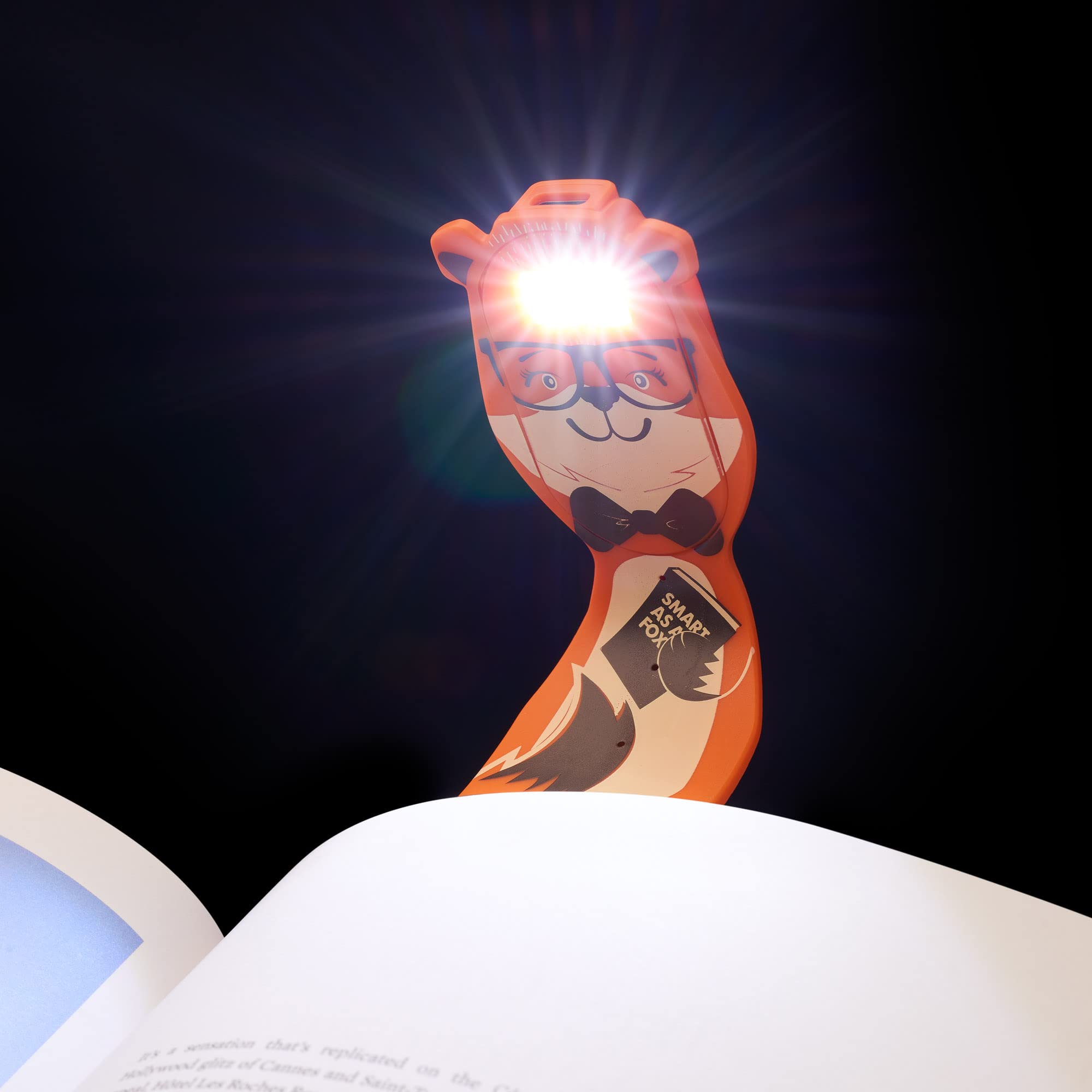 Gifts for Readers & Writers Flexilight Pal Reading Light | LED Clip On Bookmark | Rechargeable | Fox