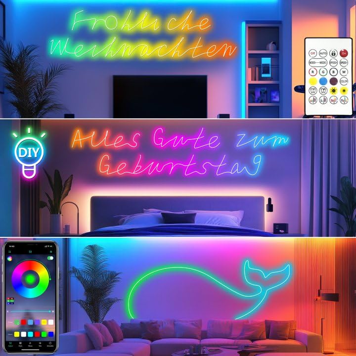 Cozylady RGB LED Neon Rope Lights, 20Ft Waterproof Strip, 7.5M, Multicolor, Model HX-WL3035-24V, App/Remote Control