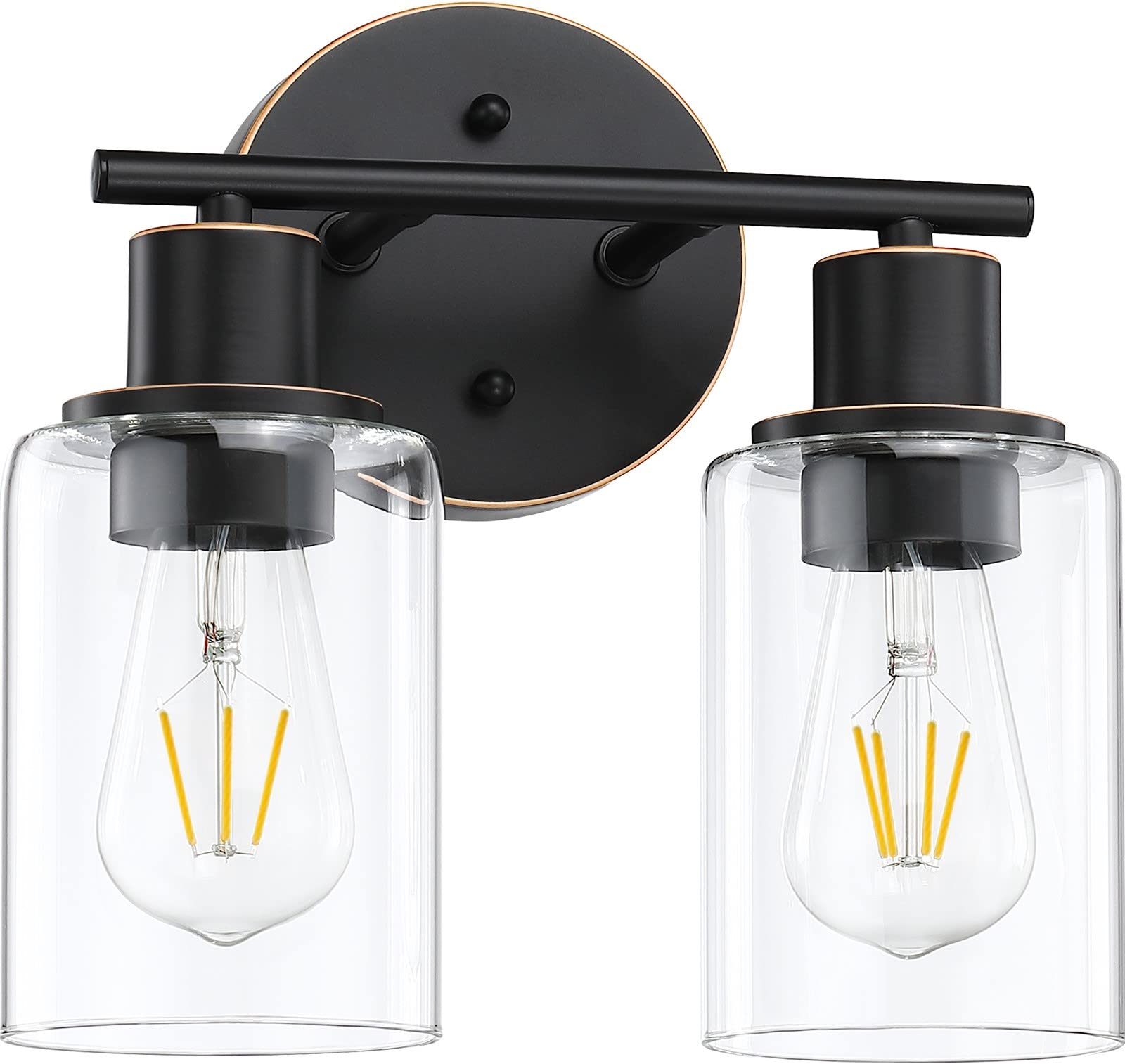 Pia Ricco Bathroom Vanity Light Fixtures, 3-Light Bathroom Wall Lights with Clear Glass Shades, Oil Rubbed Bronze Modern Vanity