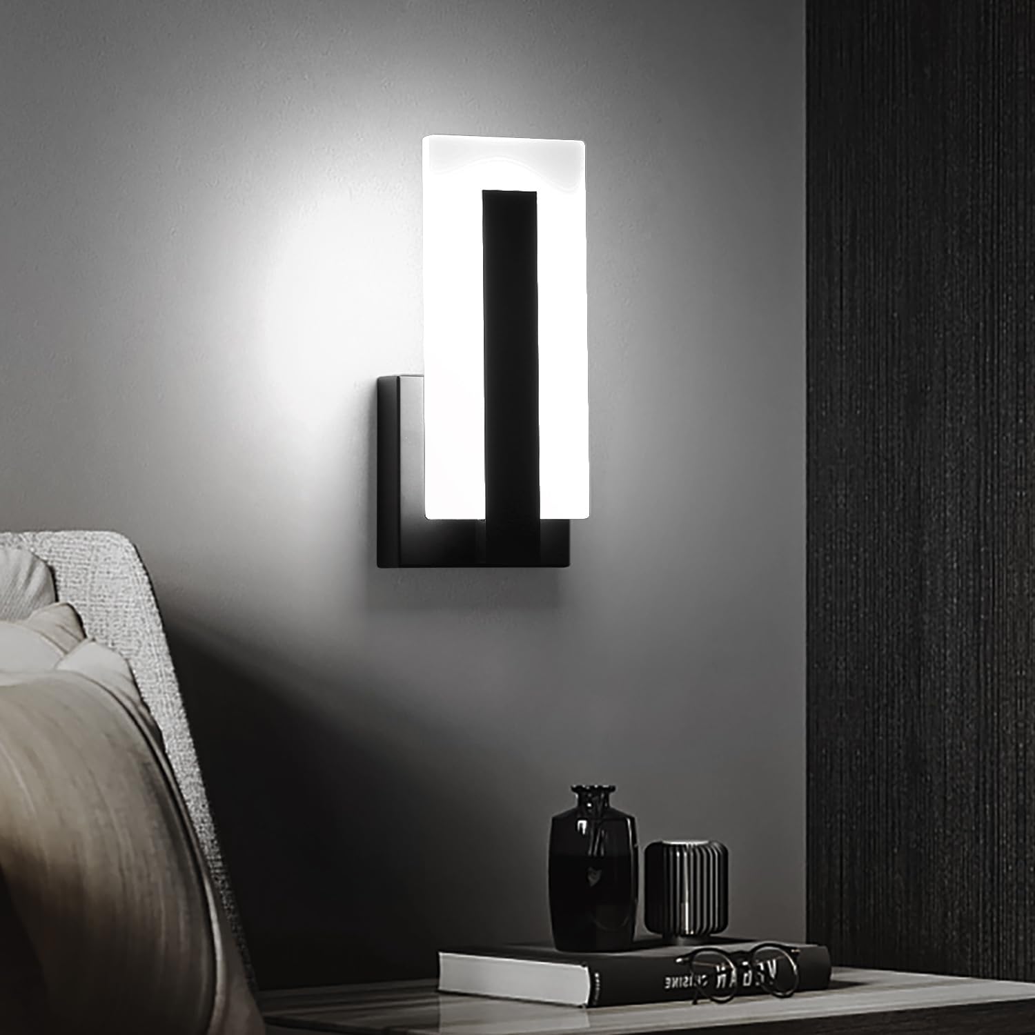 Pasoar Hardwire Wall Sconce - 7W Acrylic LED Light, Metal, Cool White 6000K, 1 Pack, Model 3069, Non-Dimmable