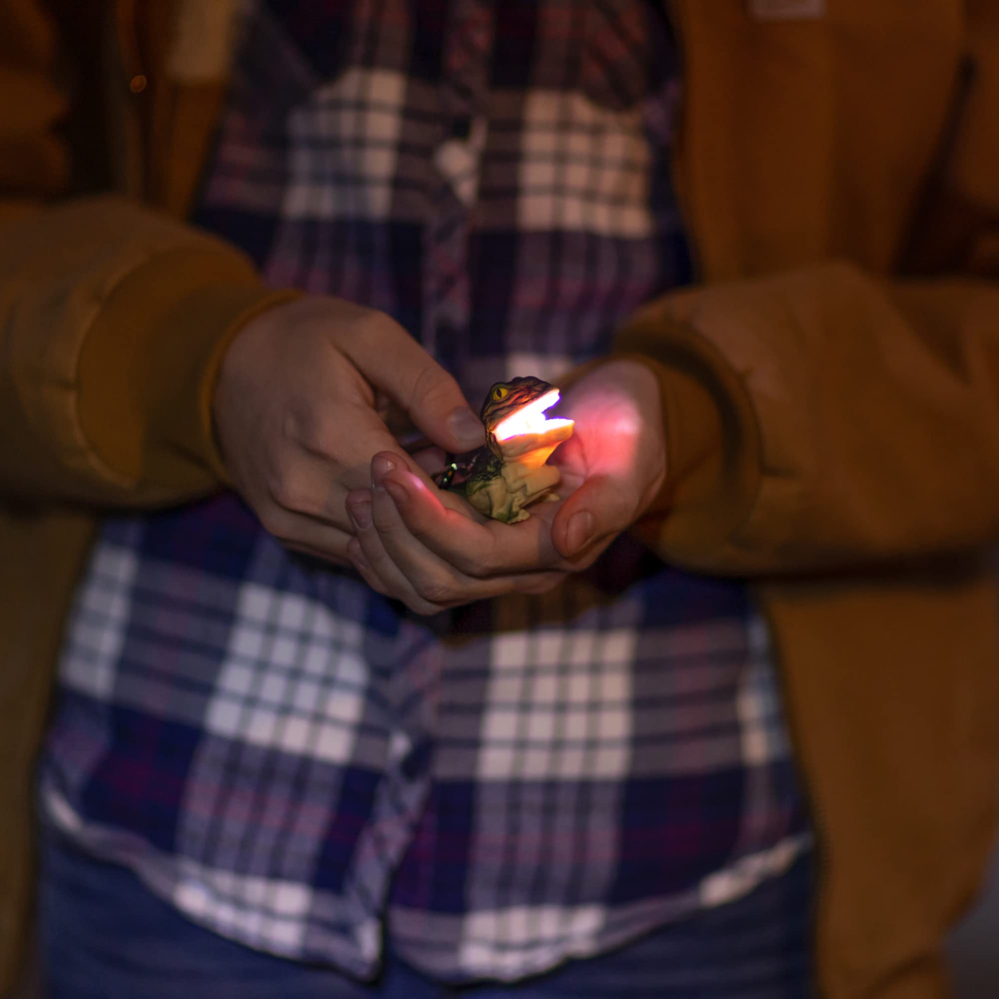 Big Discoveries WildLight Animal Carabiner Flashlight - Fun Mini Keychain Flash Lights for Kids, Nurses, Camping (Green T-Rex)