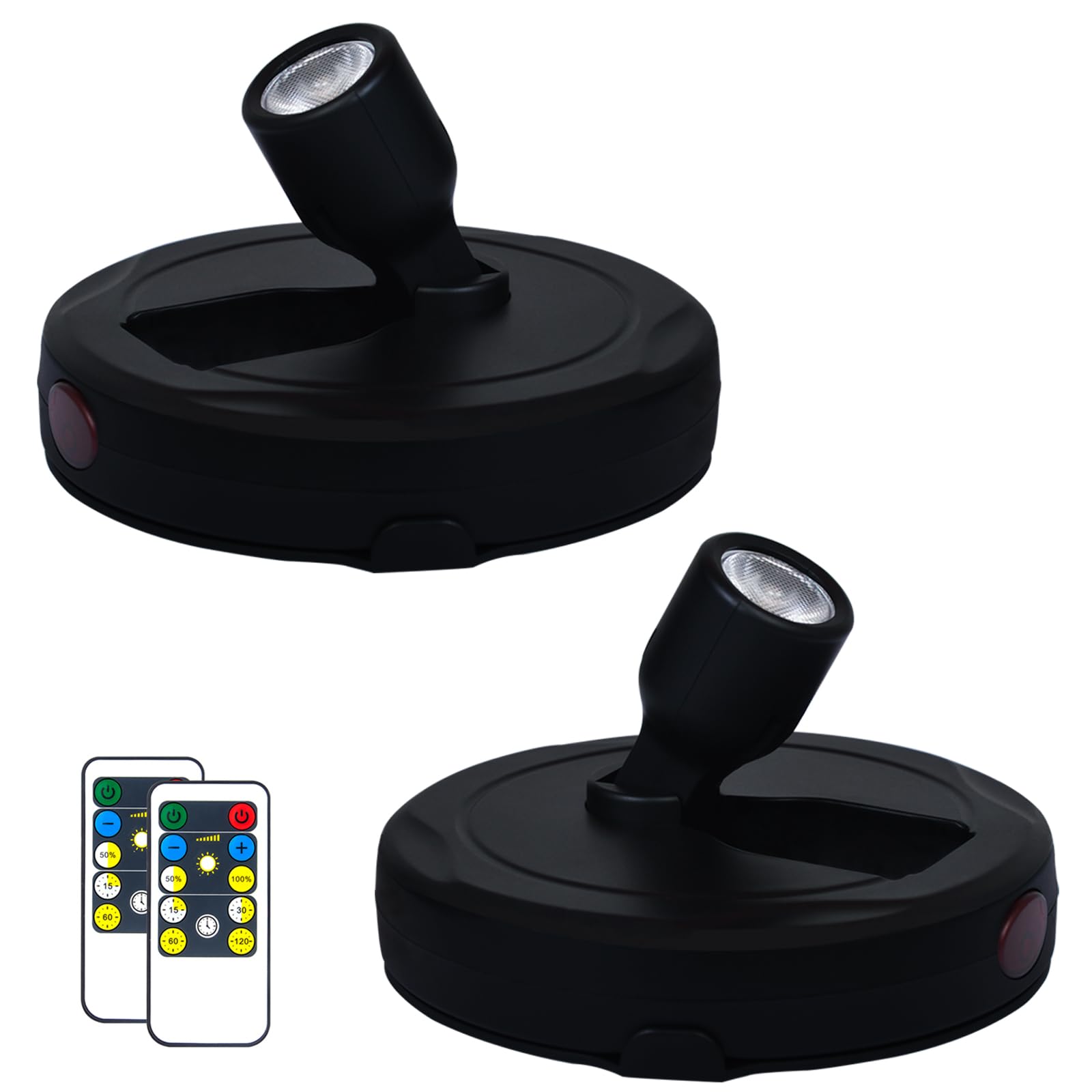 HAMVIDNE Wireless LED Spotlight, Battery Powered Picture Lights, Uplighting Indoor, Puck Lights with Remote, Plant Spot Lights for Wall Art Display Dartboard Painting Artwork Accent Closet-Black