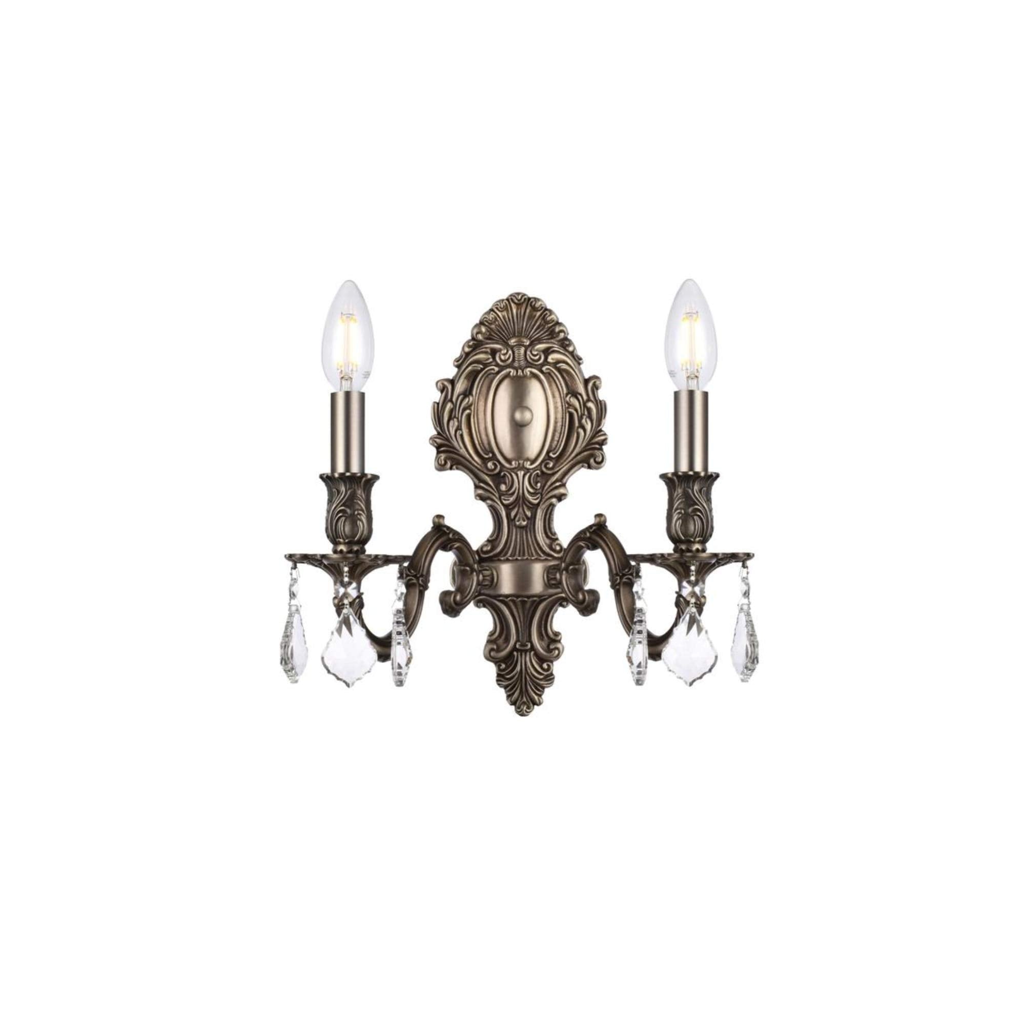 Elegant Lighting Royal Cut Crystal Chandelier, Brass & Crystal, Pewter Finish, 7.5inL x 10inW x 11.5inH, Model 9602W10PW/RC