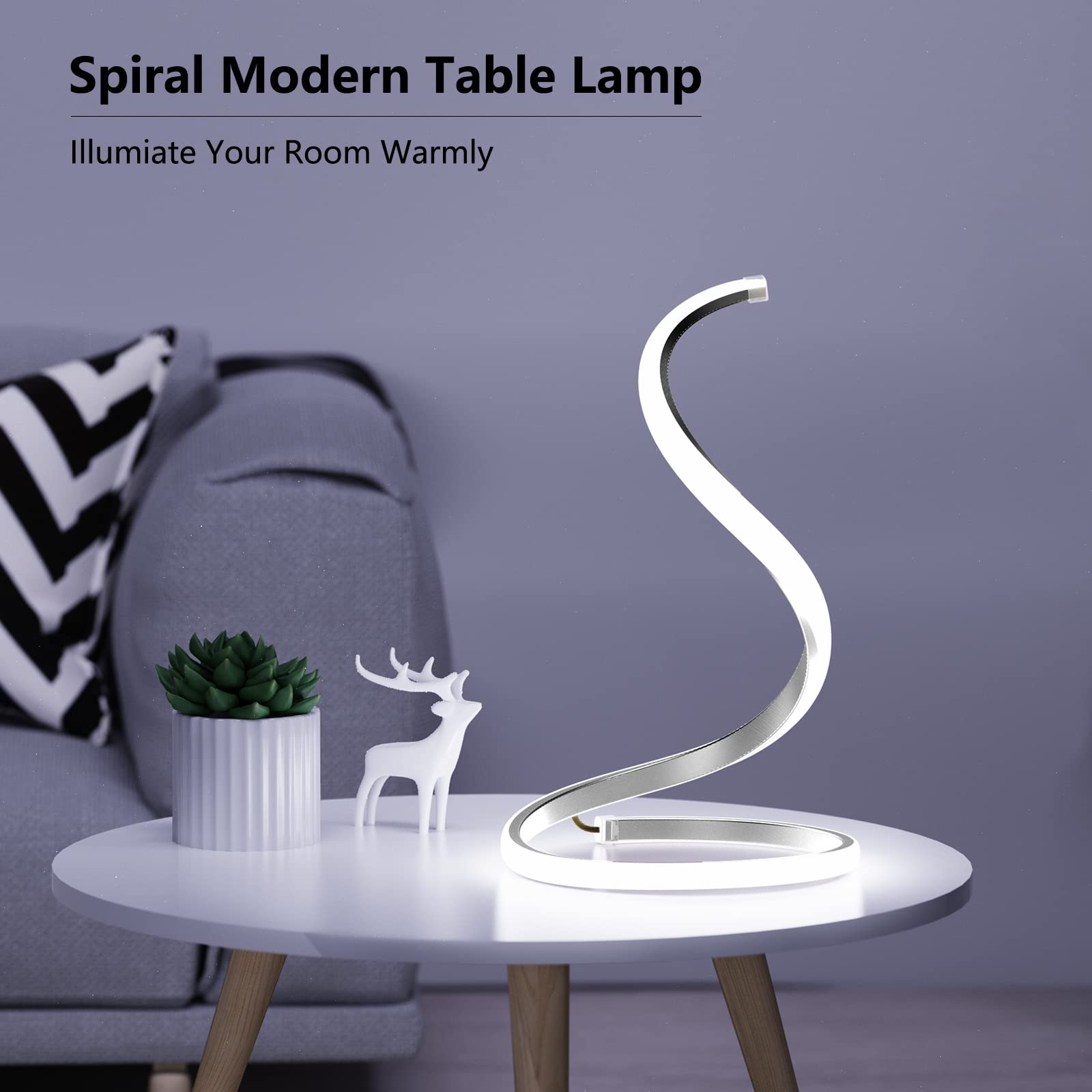 Nuür Silver Table Lamps Set Of 2, Stepless Dimmable Metal Nightstand Lamps For Bedroom & Living Room