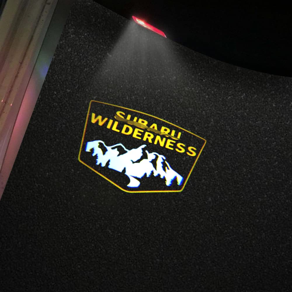 Led Car Door Logo Lights Courtesy Projector Laser Welcome Light Puddle Lamp 2 Pcs Compatible With Forester Outback Legacy Ascent Car Accessories (Wilderness-Yellow  Wilderness)