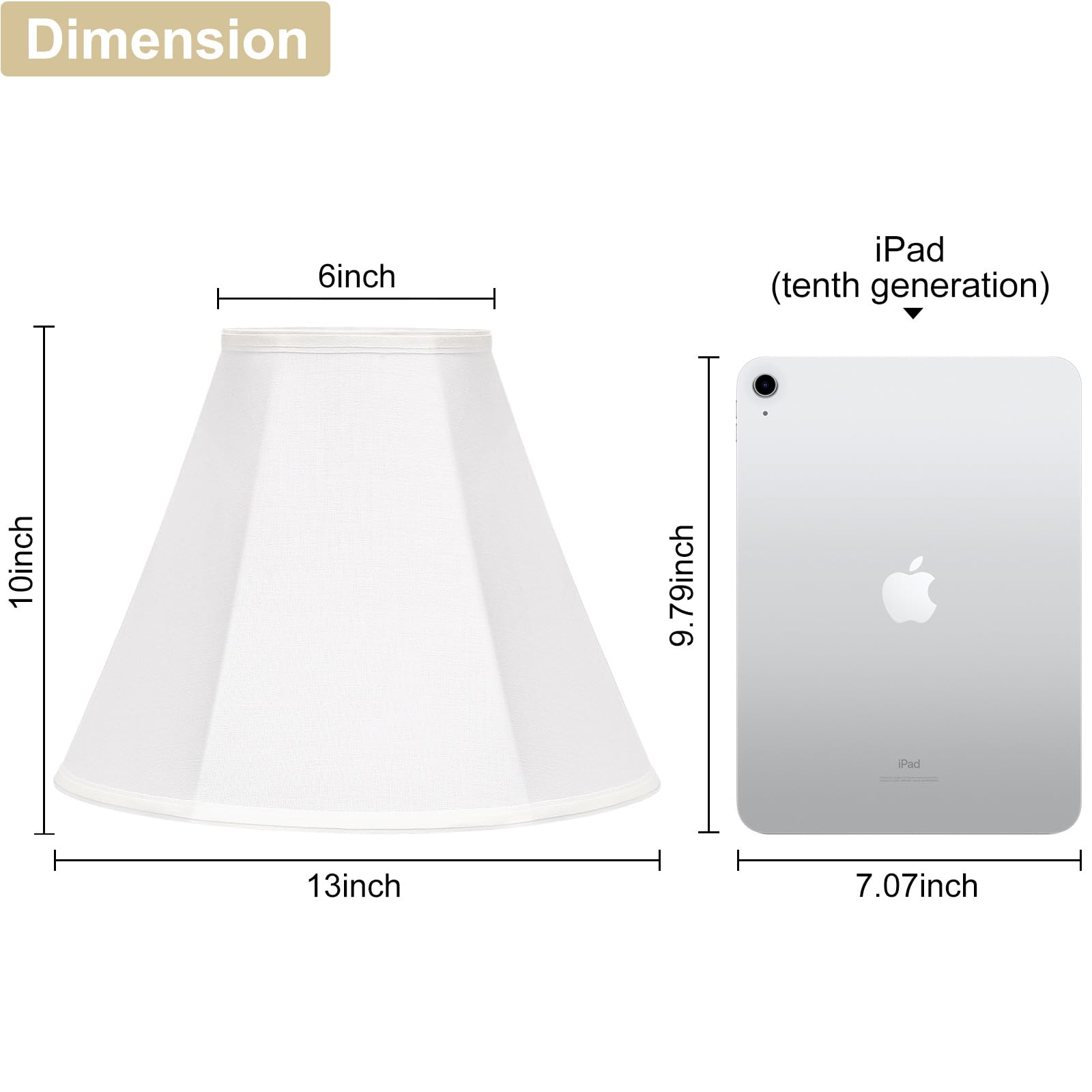 White Lamp Shades Set Of 2, Bell Lamp Shades 6''Top X 13''Bottom X 10''High, Medium Shade Replacement Fabric Natural Linen Hand