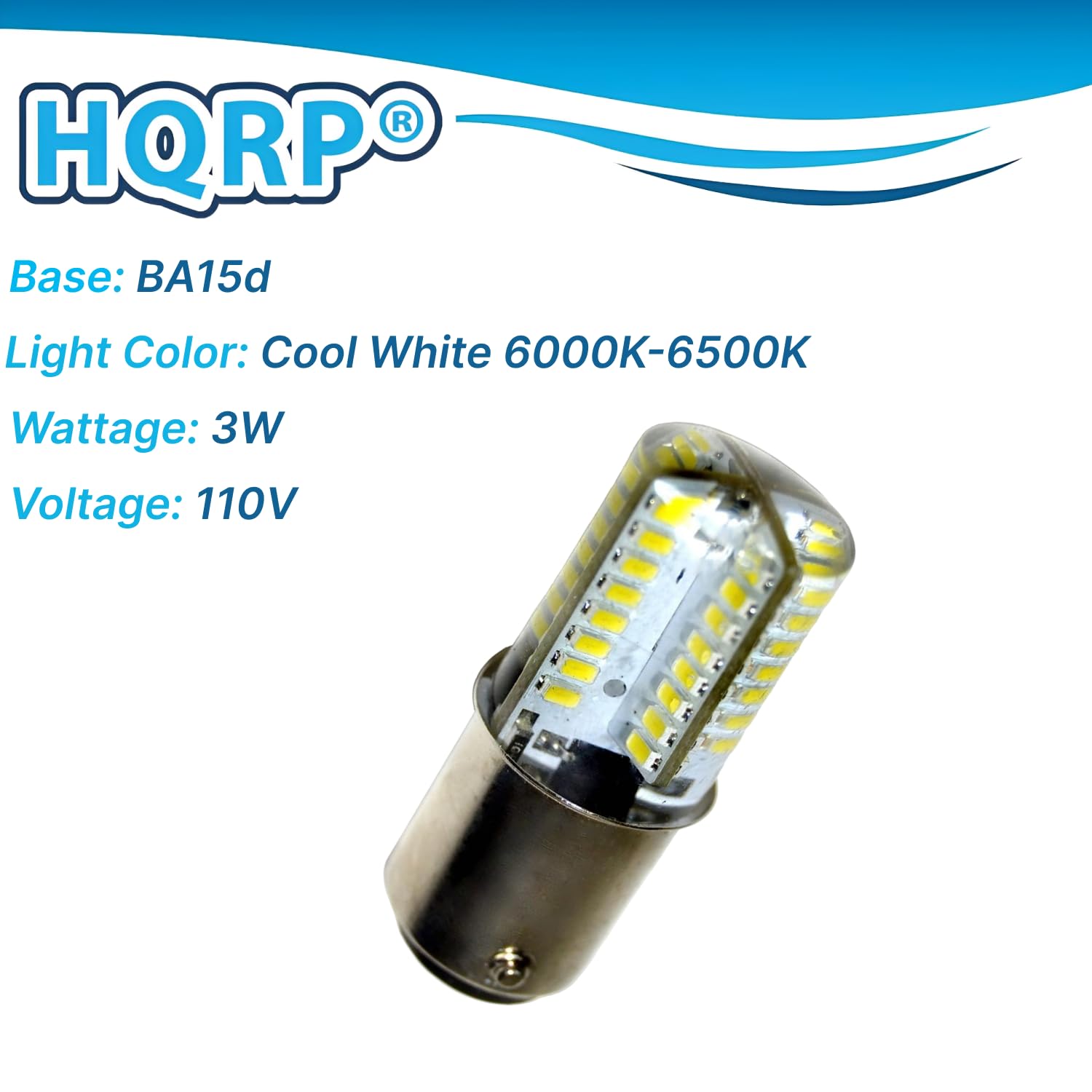 Hqrp 2-Pack 120V Led Light Bulbs Cool White Compatible With Singer 201, 221, 222, 247, 301, 337, 347, 401, 403, 404 Sewing Machi