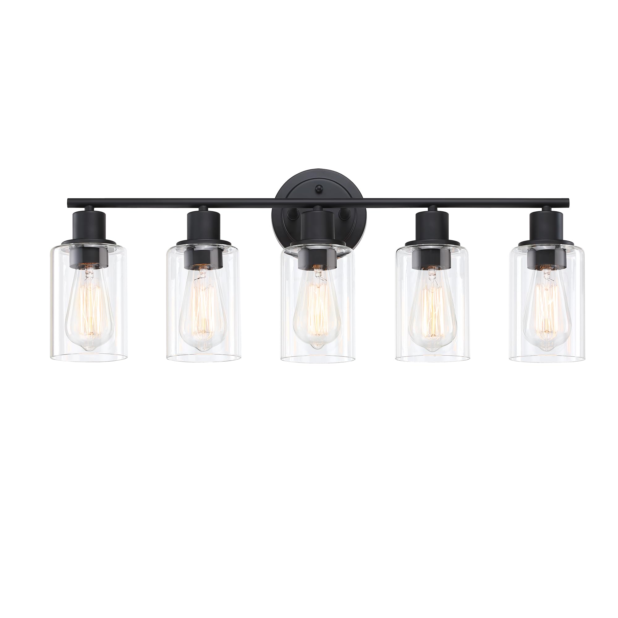 Faymart Lighting 5-Light Black Bathroom Vanity Light Fixture Over Mirror - 5 Bulb Black Wall Sconce For Bathroom Bedroom Hallway Wall Mount Fixture Over Kitchen Sink
