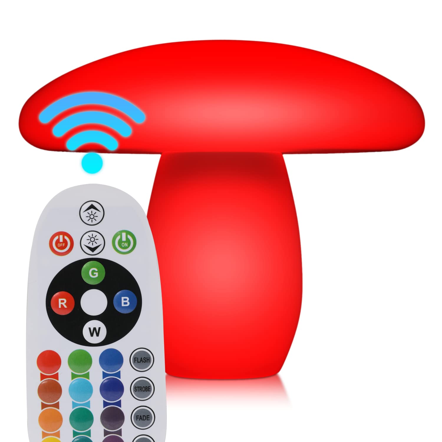 Magshion LED Mushroom Night Light, 21in Height, 16 RGB Colors, Dimmable, Rechargeable, Remote, Medium, White, Model MAG-A41-LED-DL-006