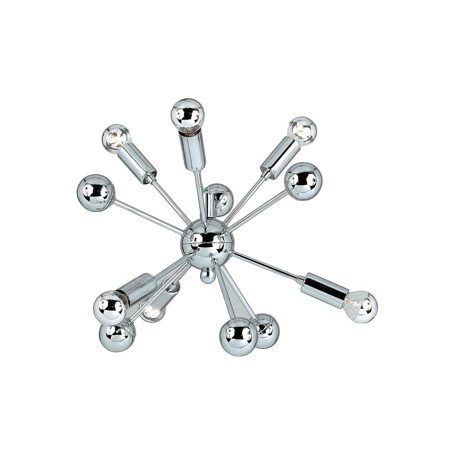 AF Lighting Supernova 6-Light Mini Chandelier with Swag Kit, Silver-Tipped Bulbs, and Chrome Finish for Plug-In or Hardwire Installation in Home or Office