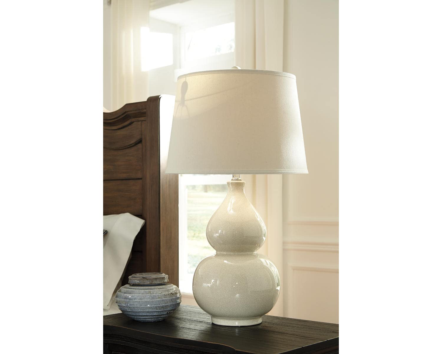Ashley Furniture Signature Design - Saffi Table Lamp - Glazed Ceramic - Light Blue
