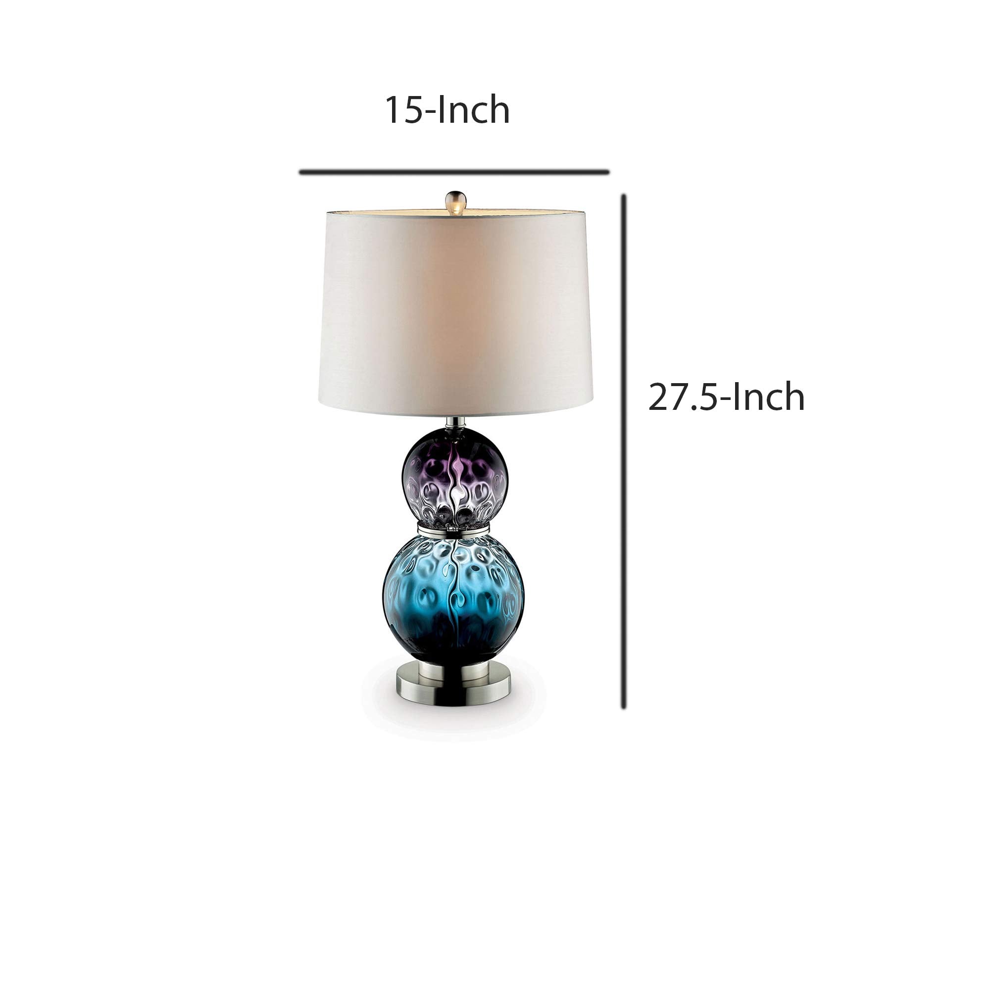 Benjara Table Lamp With Stacked Ball Base And Round Tier Support, Purple, Blue, Silver