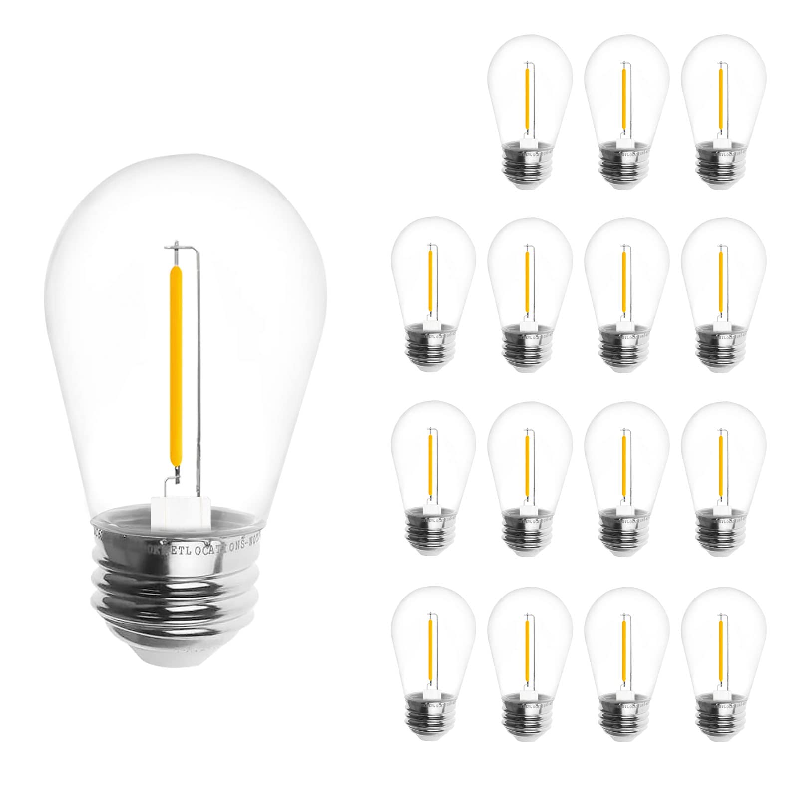 Jslinter Energy-Efficient S14 LED String Light Bulbs Replacement - 3V Solar-Powered, Shatterproof, 2700K Warm White, Outdoor/Ind