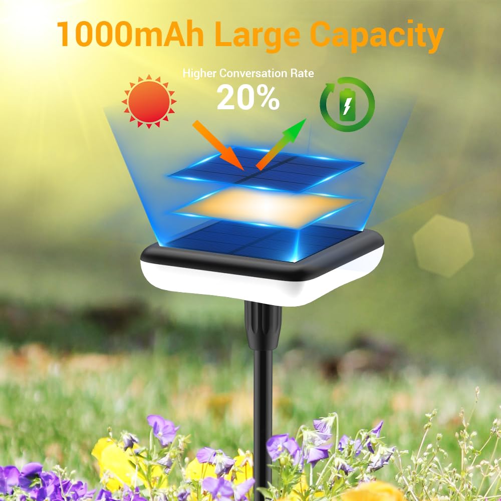 Ainostone Solar Lights Outdoor Pathway 8 Pack IP65 Waterproof 31in Adjustable Black Solar Garden Lights