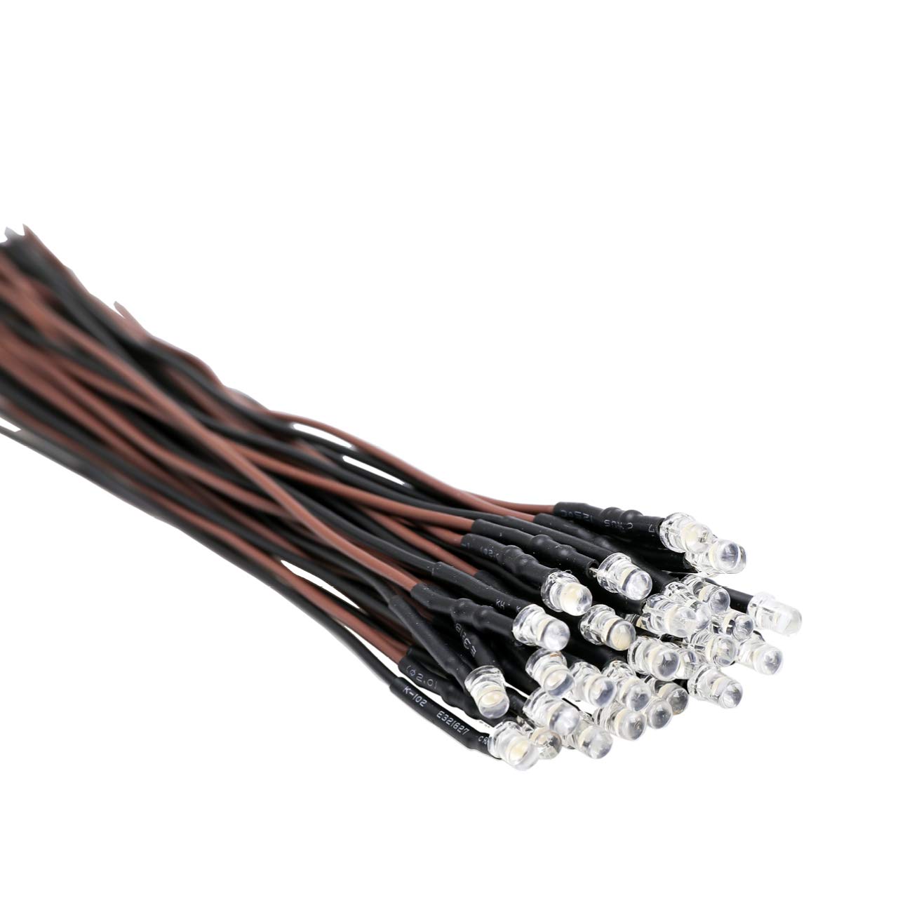 Edgelec 30Pcs 12 Volt 3Mm Warm White Led Lights Emitting Diodes Pre Wired 7.9 Inch Dc 12V Led Light Clear Lens Small Led Lamps