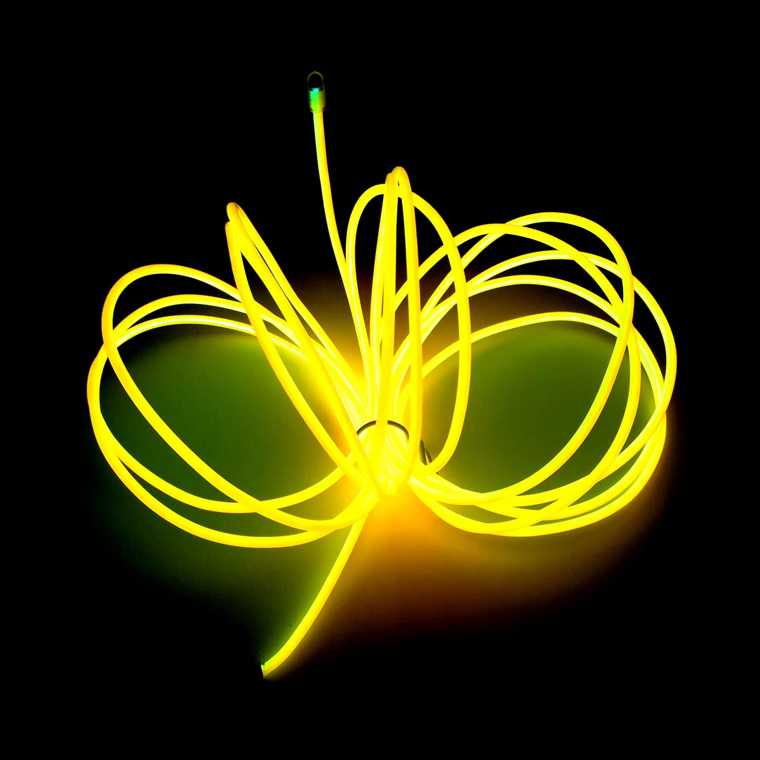 Maxlax El Wire Yellow, 9.8Ft/3M Portable Battery Pack Neon Lights Strip 360° Cuttable Glowing Rope Lights For Parties, Halloween, Diy Decoration