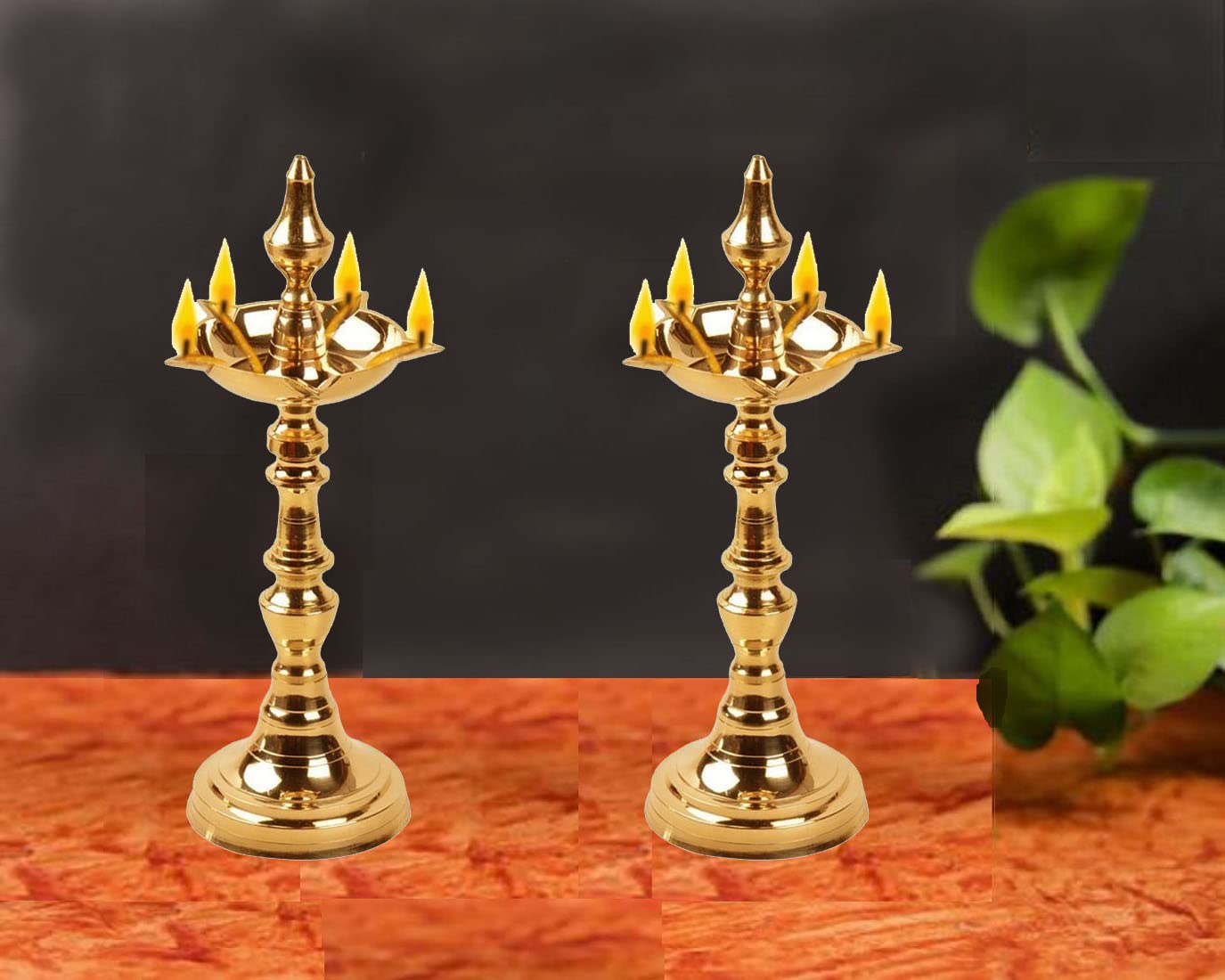 Ansh Boutique Brass Traditional Kerala Brass Oil Or Ghee Diya,Deepak, Lamp,Deepam Long Diyas for Home,Pooja Room,Pancharti,Panch