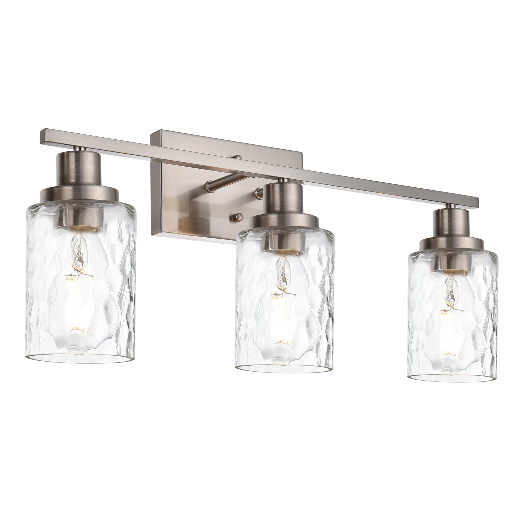 MELUCEE 3-Light Bathroom Vanity Lights Brushed Nickel Metal Industrial Fixture Model 450A-3W-SN