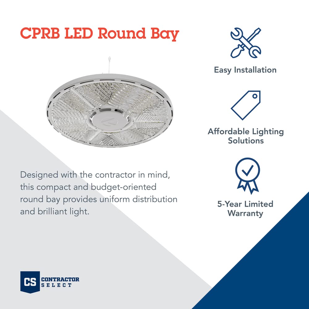 Lithonia Lighting Cprb 18Lm Mvolt 40K 80Cri Dwh Led Round High Bay, Multi-Volt 120-277V, 13-Inch, 18000 Lumens, White