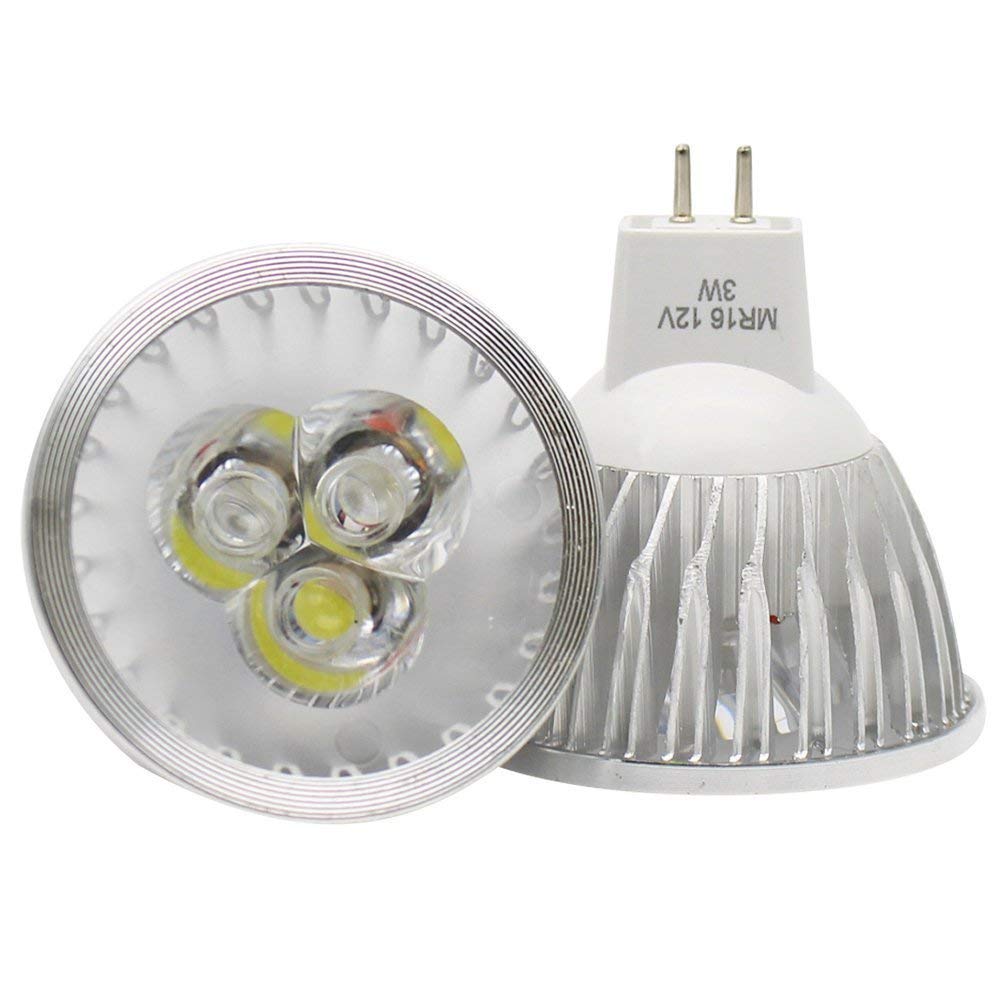 K JINGKELAI MR16 LED Light Bulbs 3W Cool White 6000K 6 Pack Metal Spotlight for Landscape Recessed Lighting
