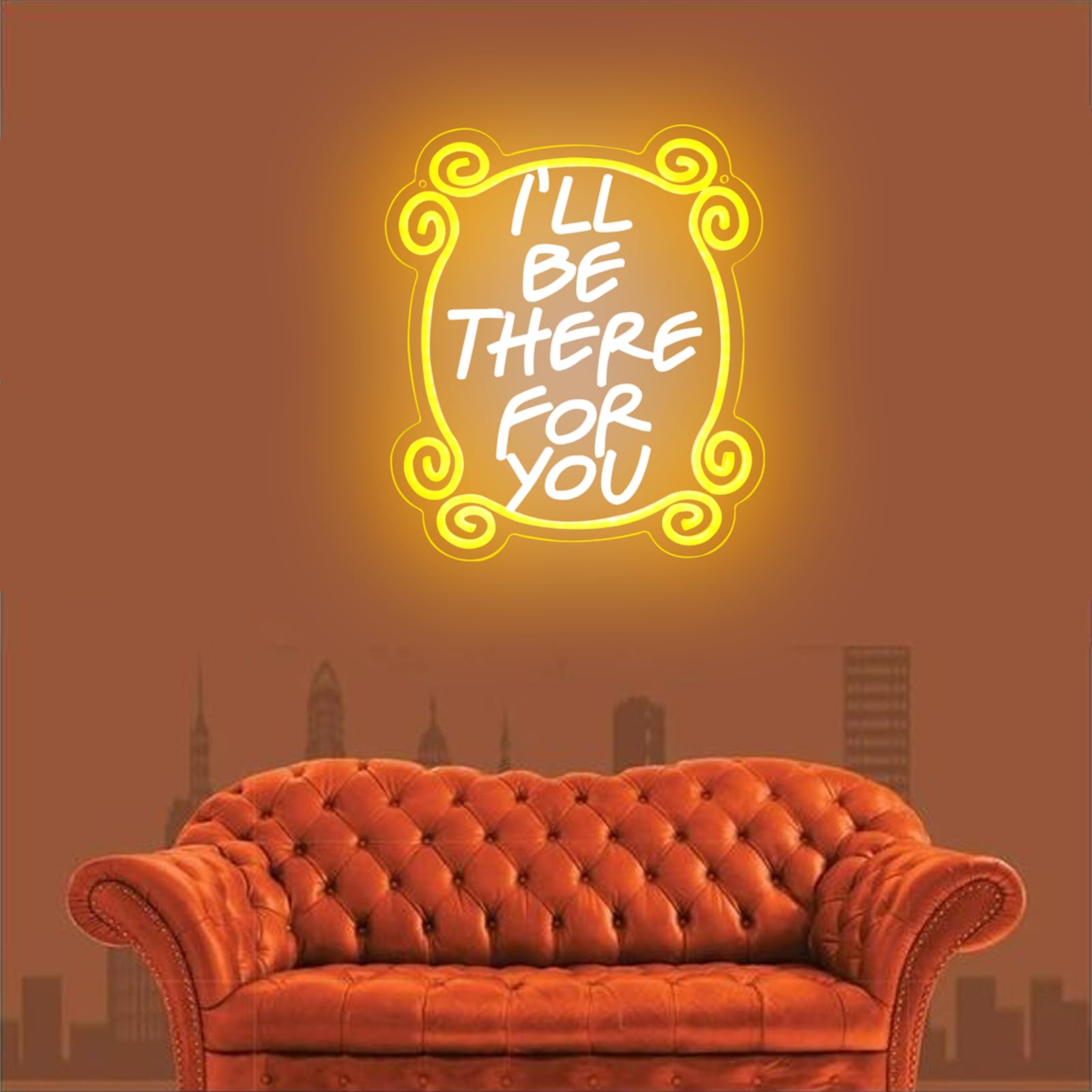 Tiabuy Neon Sign, Ill Be There for You, Dimmable LED Wall Decor, 17x13 inch, Yellow, Friends TV Show Gift