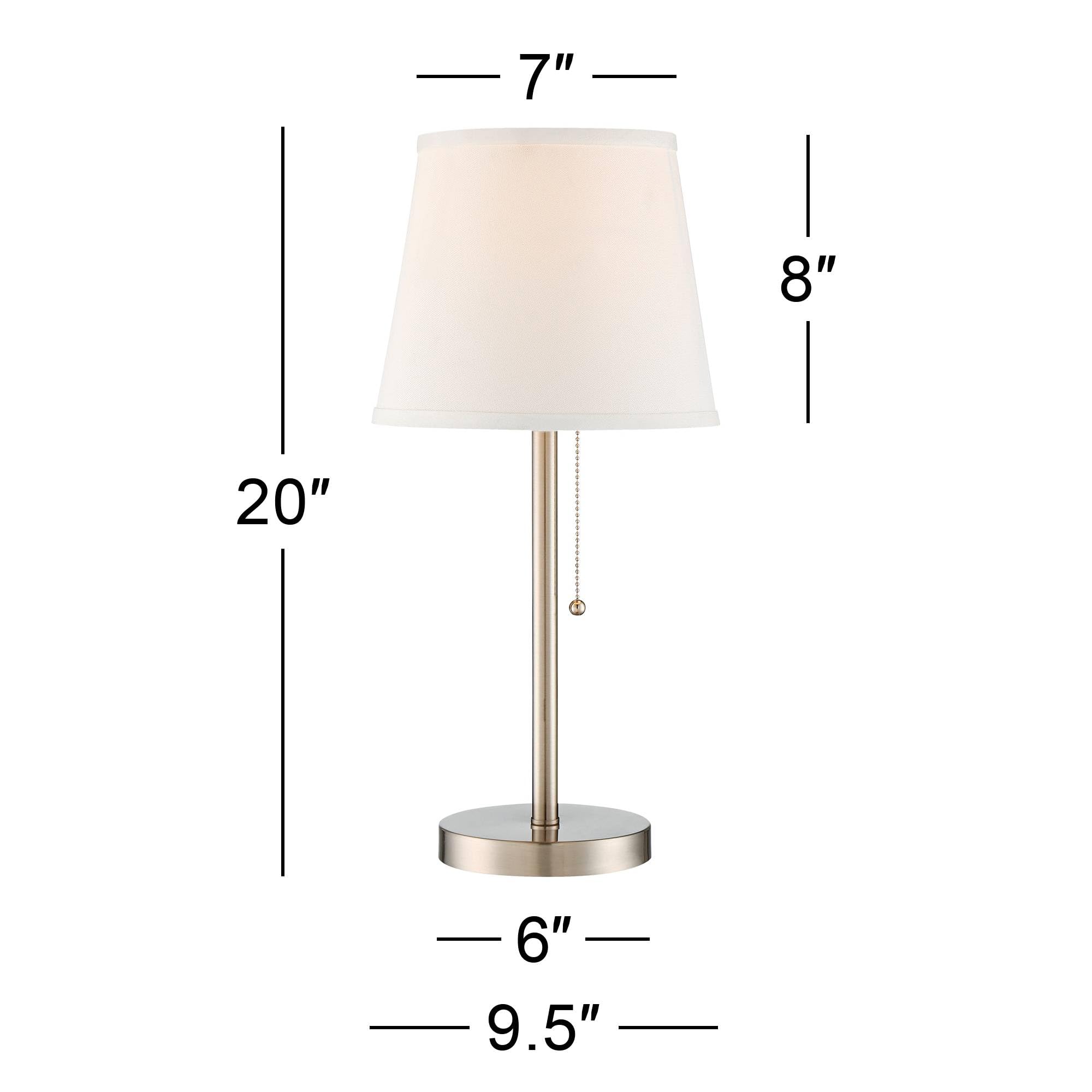 360 Lighting Flesner Modern Accent Table Lamp With Hotel Style Usb And Ac Power Outlet In Base 20'' High Brushed Nickel White Em
