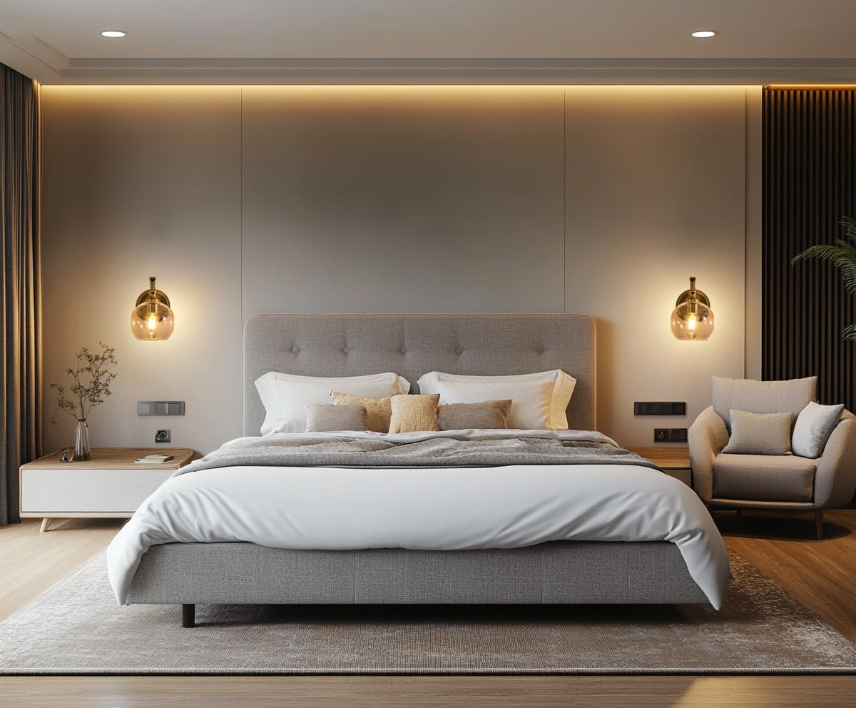 ANDY STAR Brushed Gold Bathroom Light Fixture, 1-Light Wall Sconce with Clear Globe Shade, Metal Vanity Lighting for Home