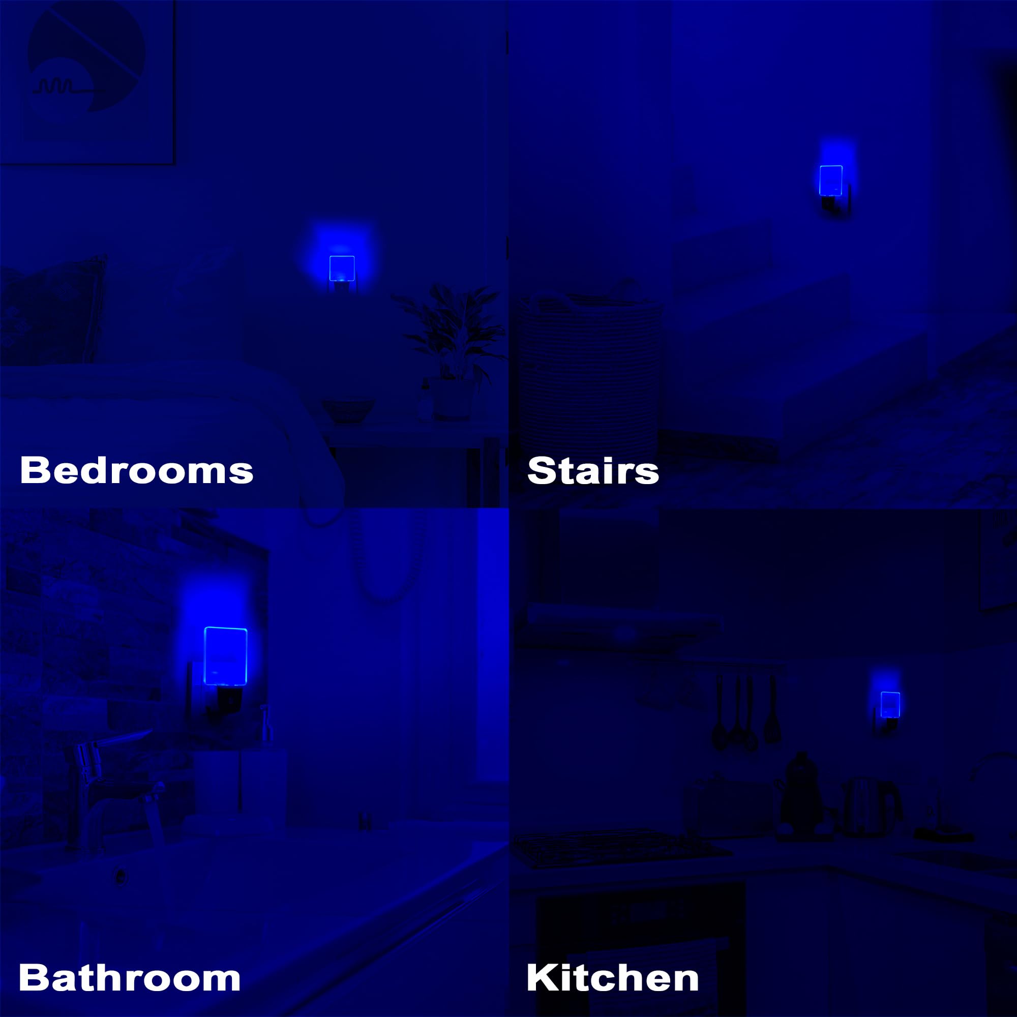 Greenic Led Night Light Plug In 4 Pack, Dusk To Dawn Photocell Sensor, Nightlights For Bedroom Bathroom Kitchen, Square Design B