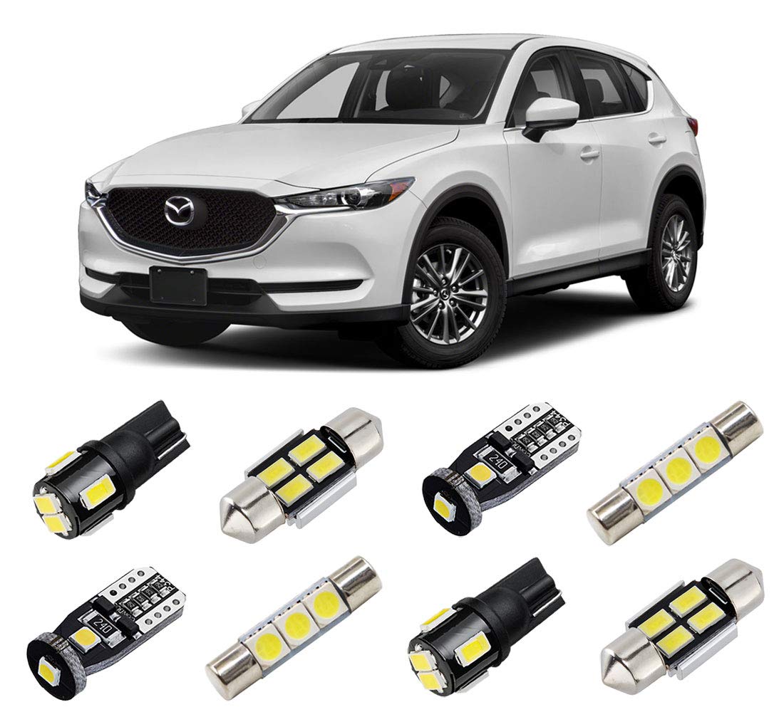 BRISHINE White Interior LED Lights Kit for Mazda CX-5 2013 2014 2015 2016 2017 2018 2019 2020 2021 2022 Super Bright 6000K LED Interior Light Bulbs Package + License Plate Lights and Install Tool