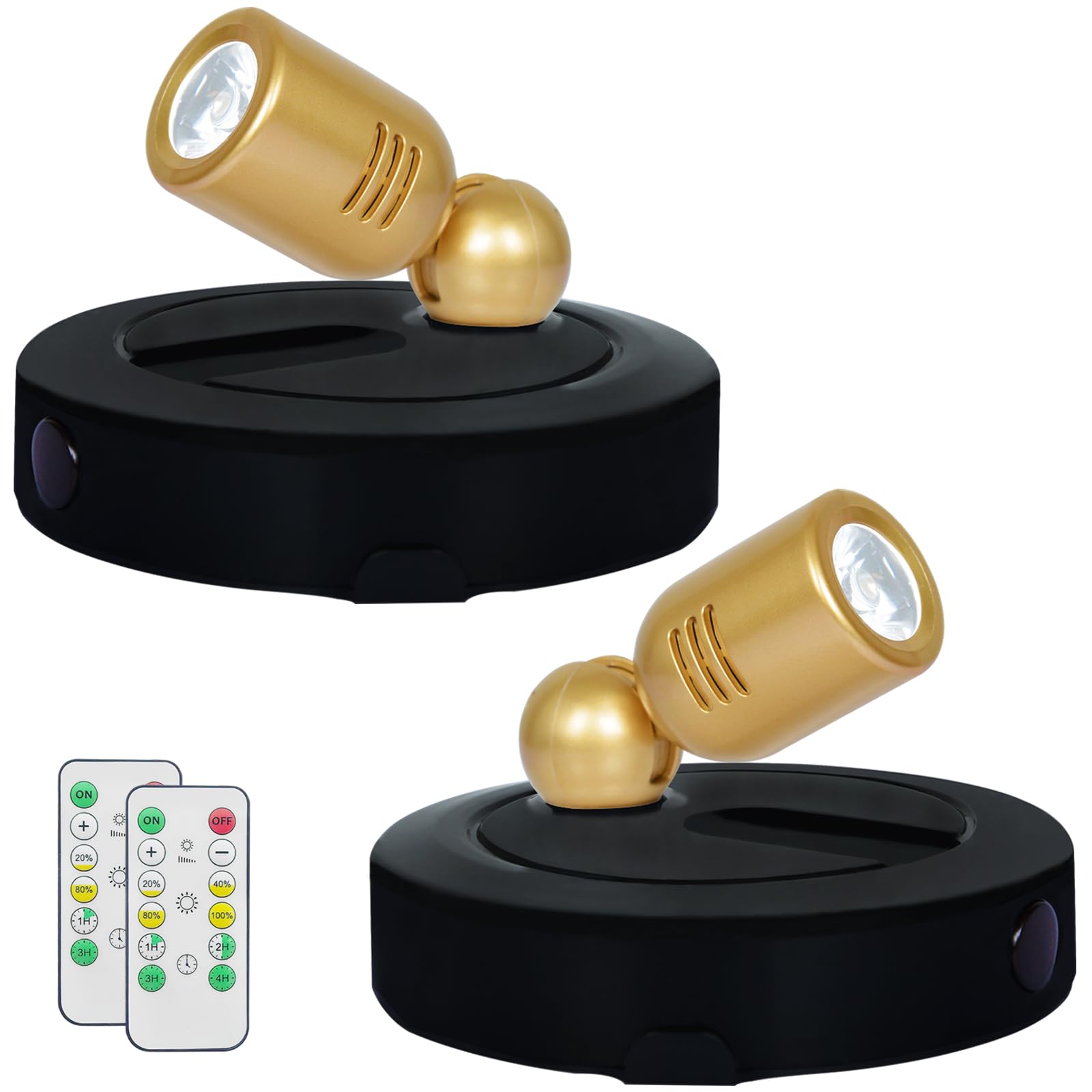 HAMVIDNE LED Spotlight, Battery Powered Spot Lights with Remote, Tree Up Lights Indoor, Dimmable Plants Spotlights, Picture Ligh