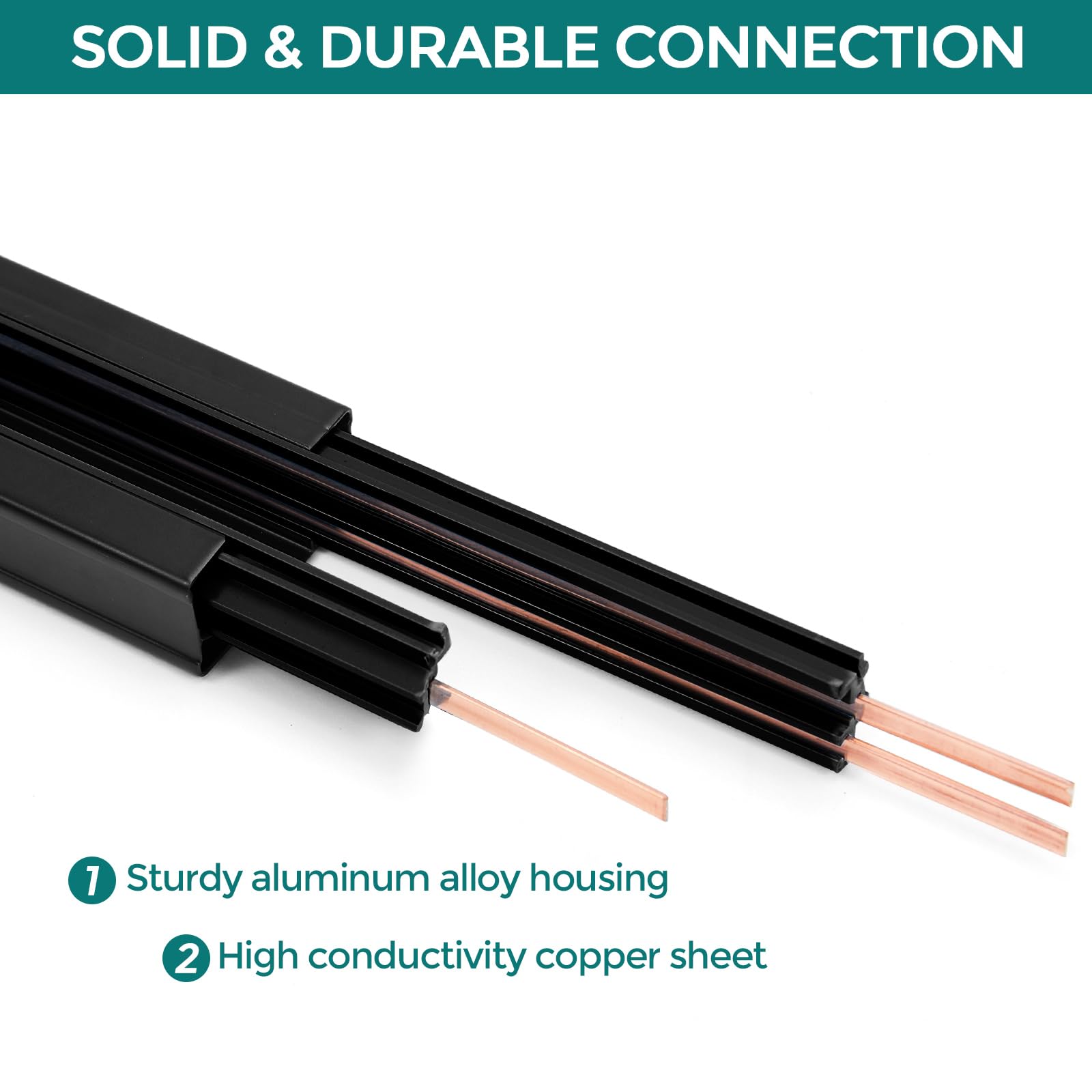 iCreating H Track Lighting Rails Kit, 20ft Black Aluminum, Model IC-TLAC-17, Includes Floating Canopy and Connectors